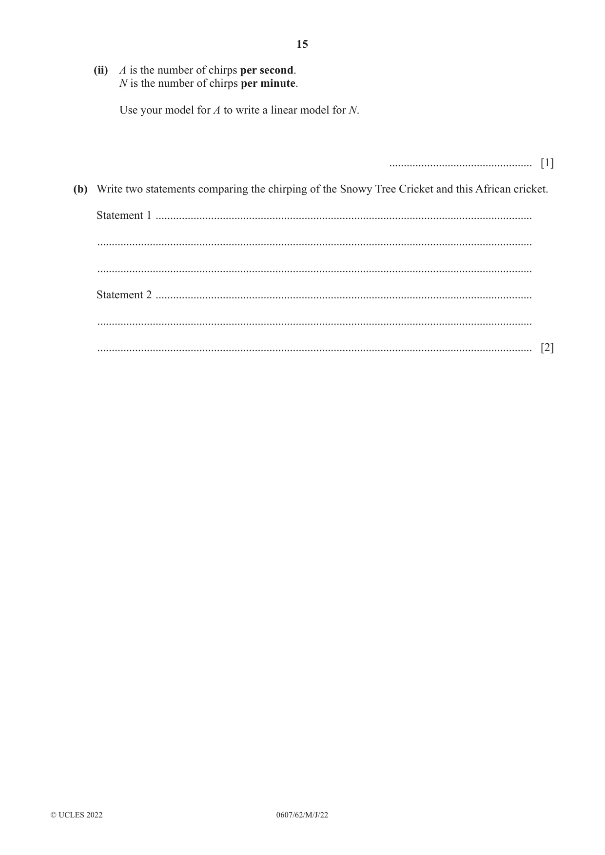 Cambridge IGCSE Mathematics - International 0607 2022 May/June Paper 6 · Variant 2 question paper, page 15 of 16