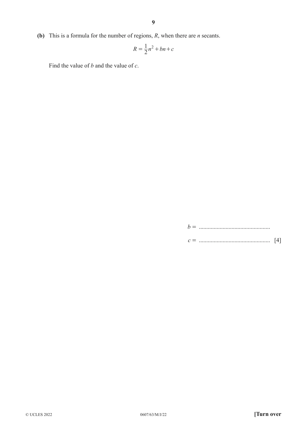 Cambridge IGCSE Mathematics - International 0607 2022 May/June Paper 6 · Variant 3 question paper, page 9 of 16