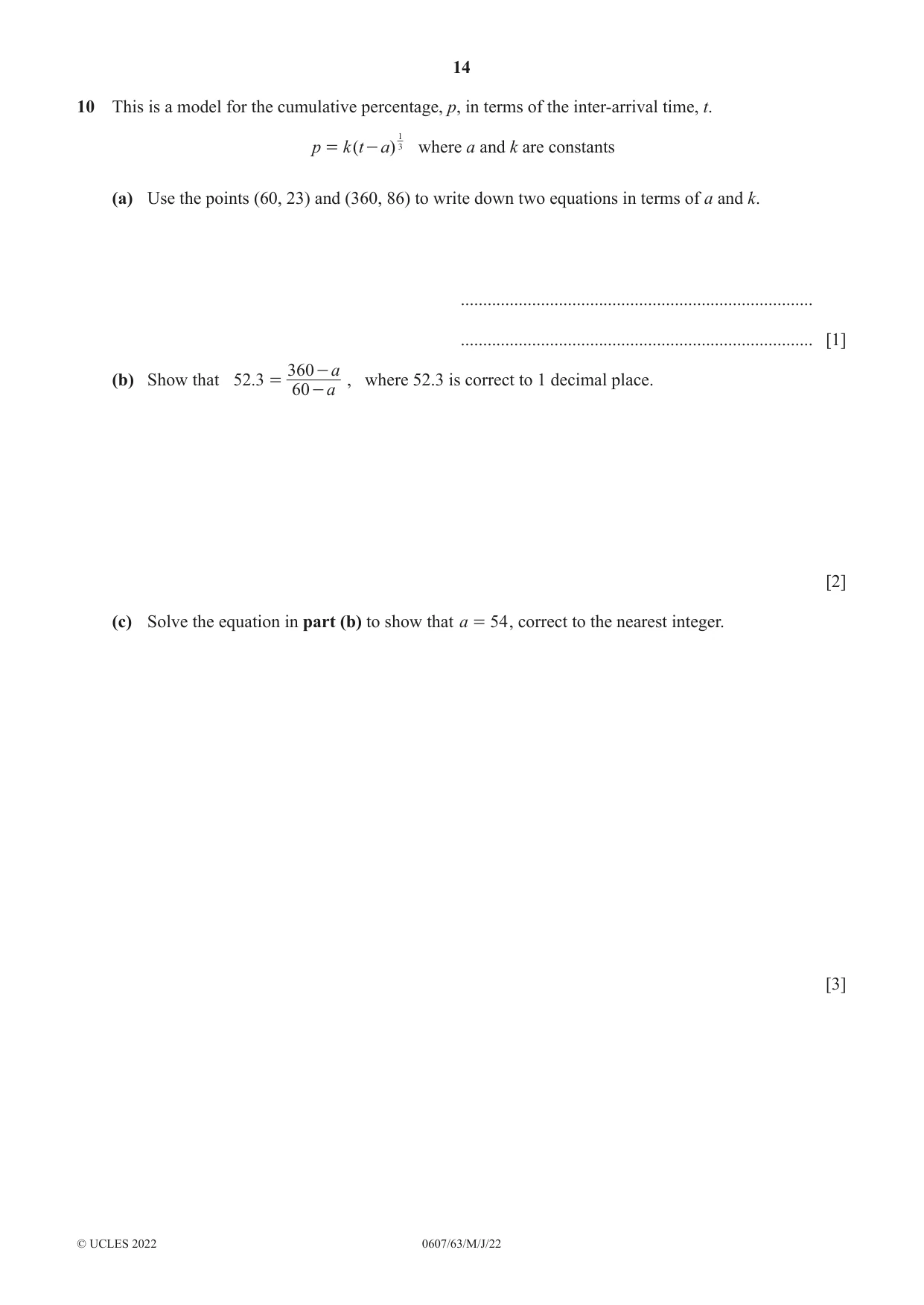 Cambridge IGCSE Mathematics - International 0607 2022 May/June Paper 6 · Variant 3 question paper, page 14 of 16