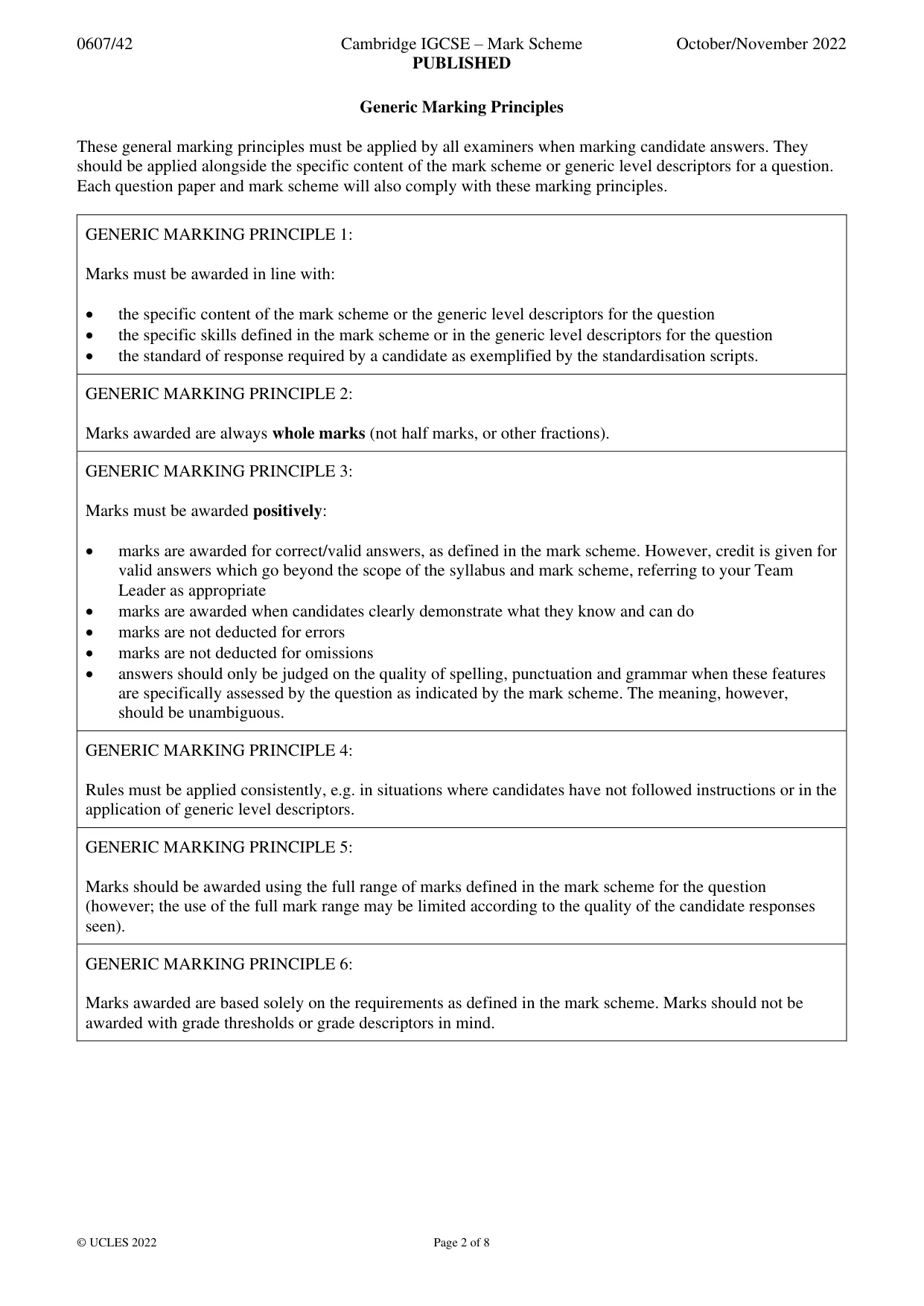Mark scheme, page 2 of 8