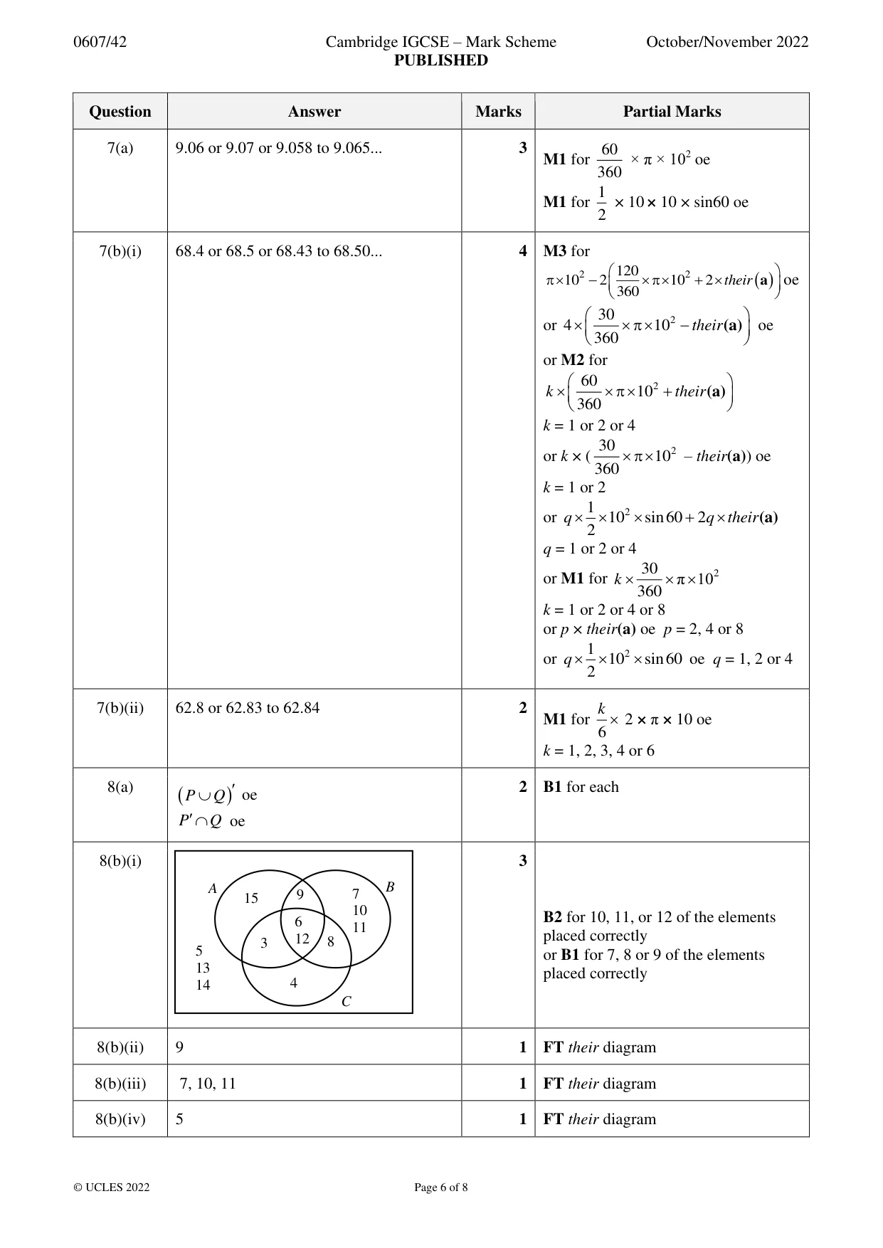 Mark scheme, page 6 of 8