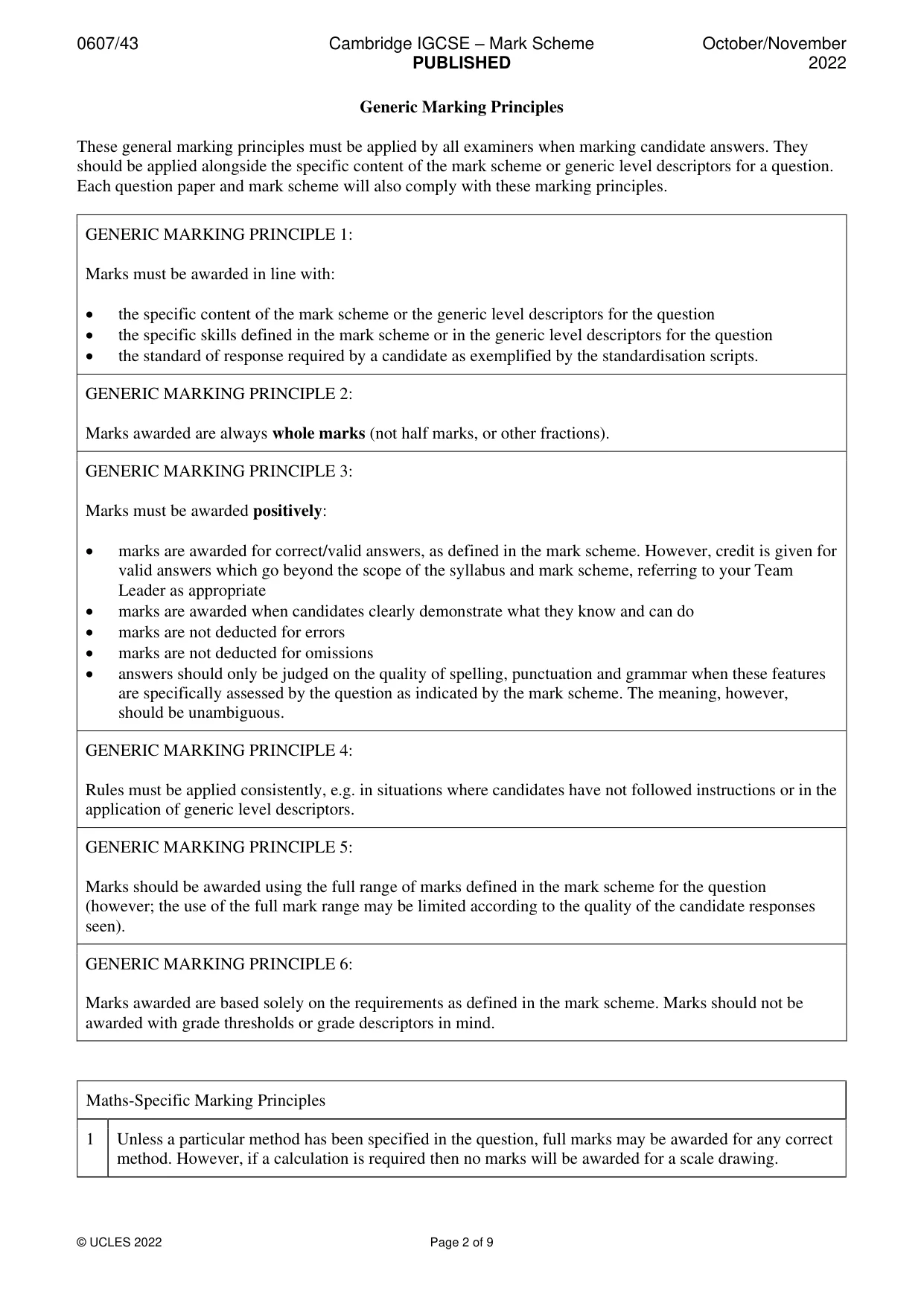 Mark scheme, page 2 of 9