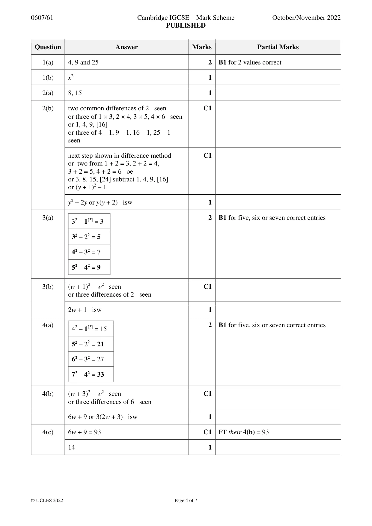 Mark scheme, page 4 of 7