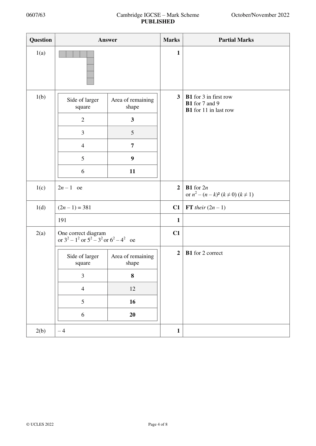 Mark scheme, page 4 of 8