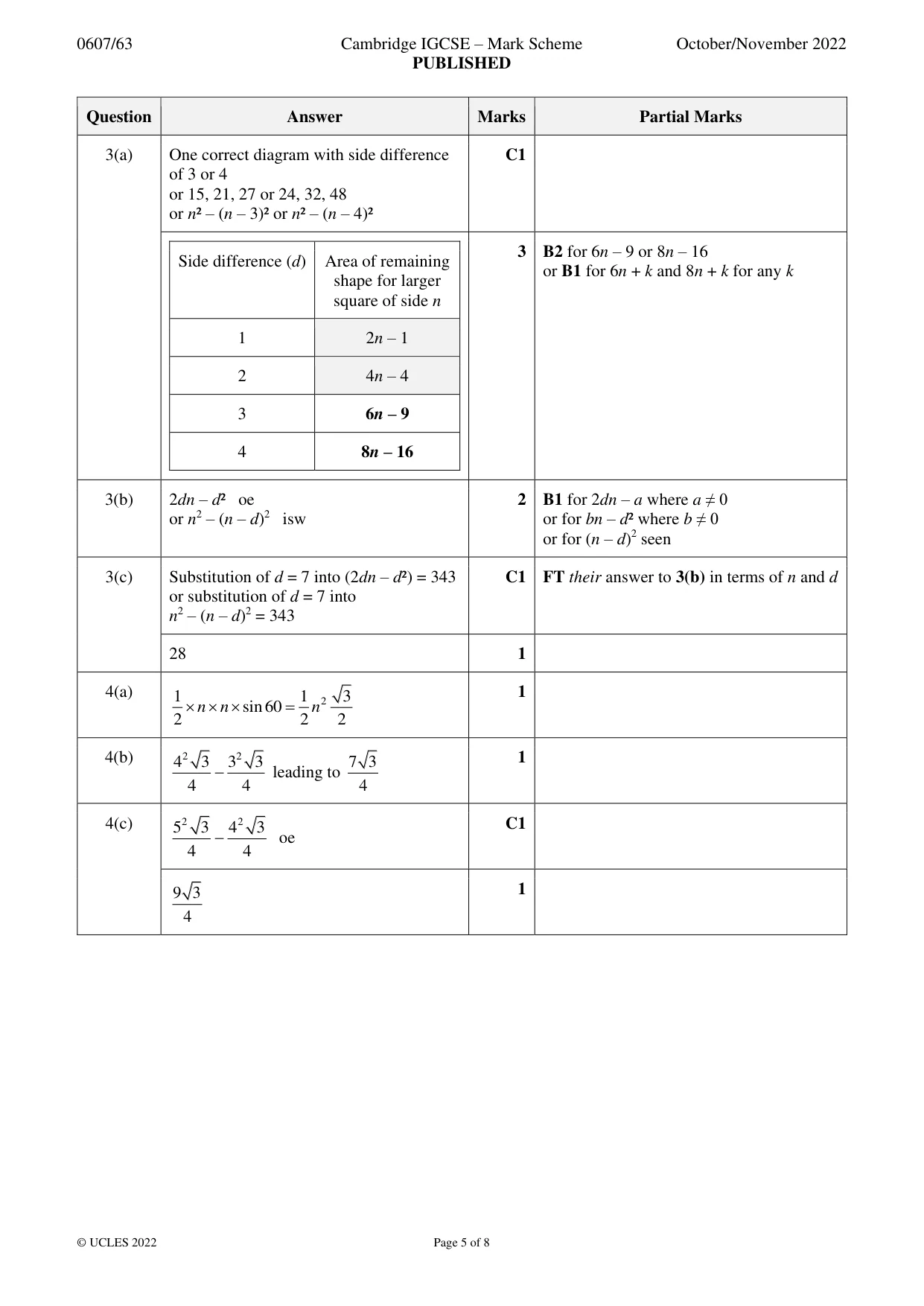 Mark scheme, page 5 of 8