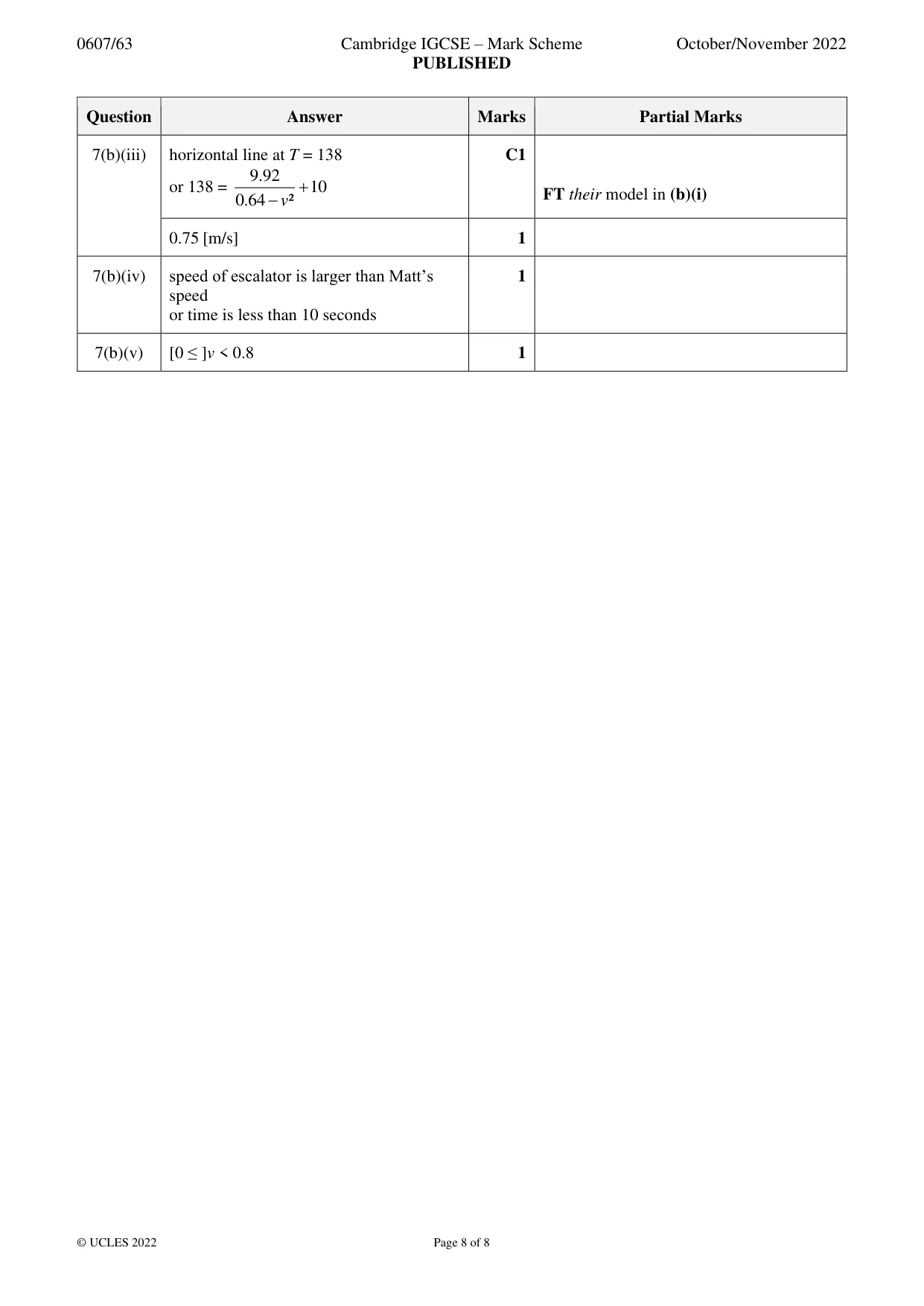 Mark scheme, page 8 of 8