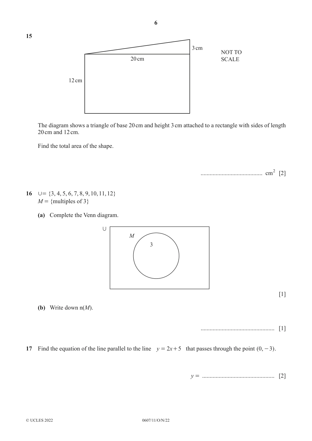 Cambridge IGCSE Mathematics - International 0607 2022 Oct/Nov Paper 1 · Variant 1 question paper, page 6 of 8