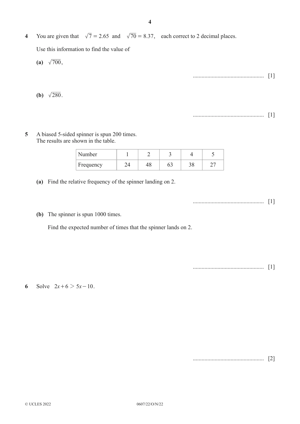 Cambridge IGCSE Mathematics - International 0607 2022 Oct/Nov Paper 2 · Variant 2 question paper, page 4 of 8