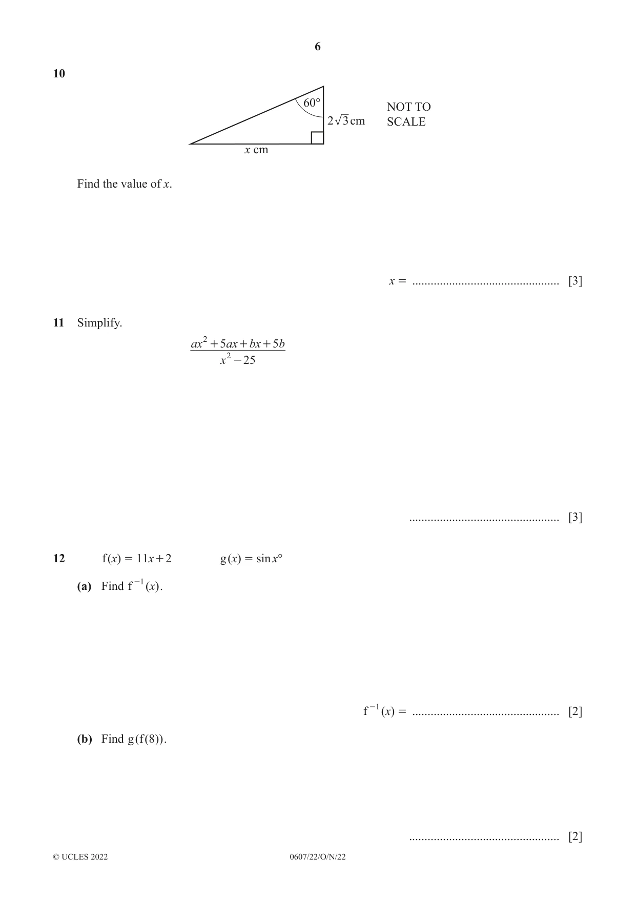 Cambridge IGCSE Mathematics - International 0607 2022 Oct/Nov Paper 2 · Variant 2 question paper, page 6 of 8
