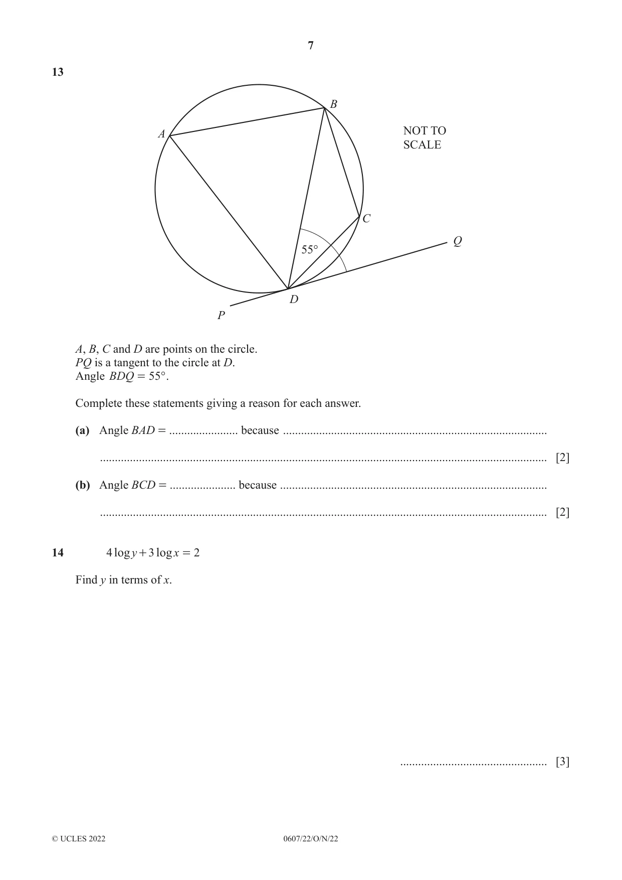 Cambridge IGCSE Mathematics - International 0607 2022 Oct/Nov Paper 2 · Variant 2 question paper, page 7 of 8