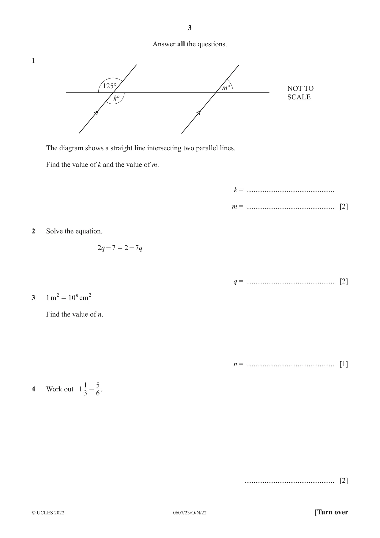 Cambridge IGCSE Mathematics - International 0607 2022 Oct/Nov Paper 2 · Variant 3 question paper, page 3 of 8