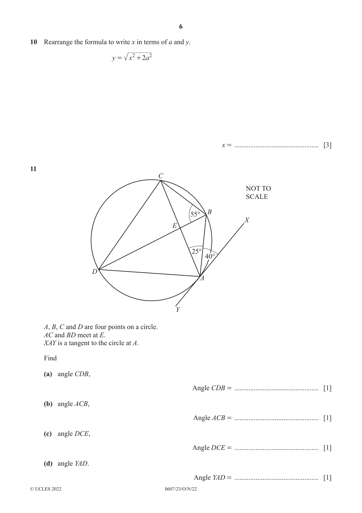 Cambridge IGCSE Mathematics - International 0607 2022 Oct/Nov Paper 2 · Variant 3 question paper, page 6 of 8