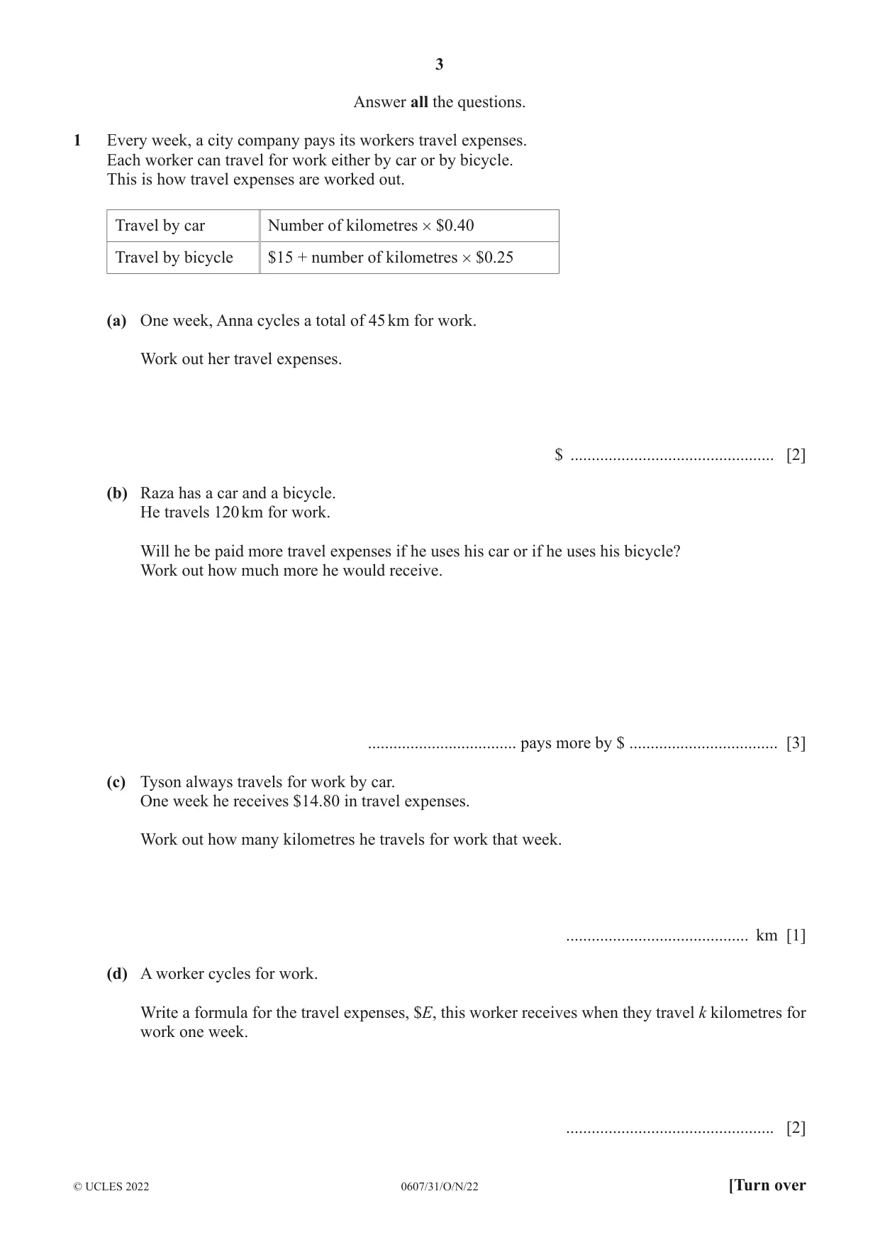 Cambridge IGCSE Mathematics - International 0607 2022 Oct/Nov Paper 3 · Variant 1 question paper, page 3 of 16