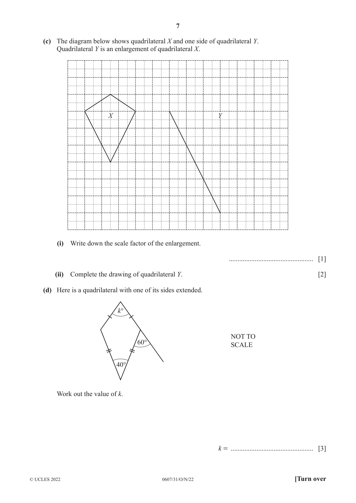 Cambridge IGCSE Mathematics - International 0607 2022 Oct/Nov Paper 3 · Variant 1 question paper, page 7 of 16