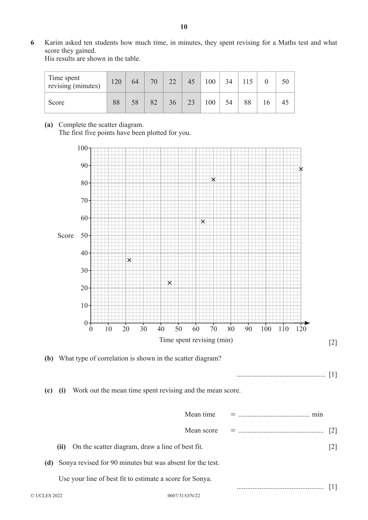 Cambridge IGCSE Mathematics - International 0607 2022 Oct/Nov Paper 3 · Variant 1 question paper, page 10 of 16