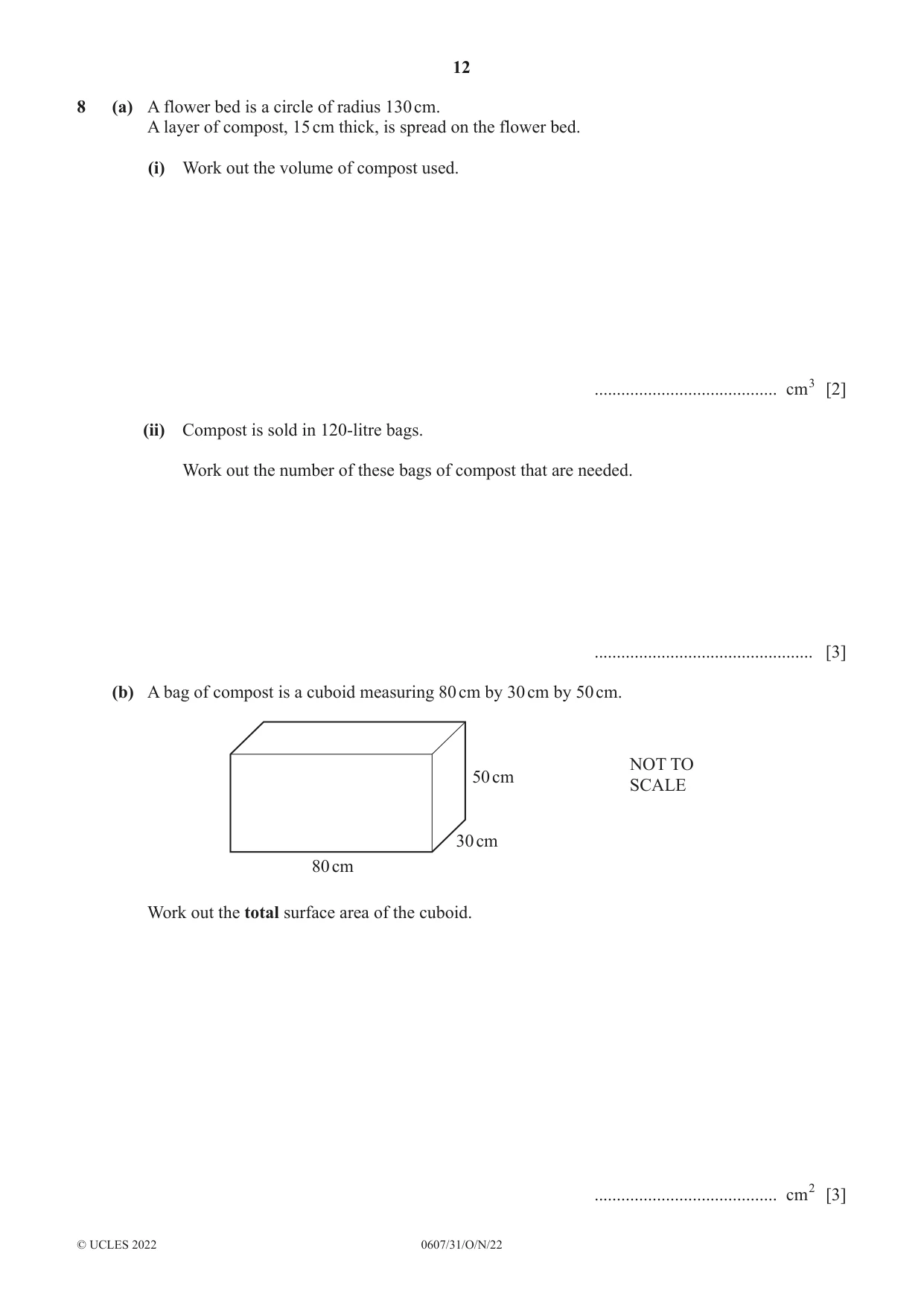 Cambridge IGCSE Mathematics - International 0607 2022 Oct/Nov Paper 3 · Variant 1 question paper, page 12 of 16
