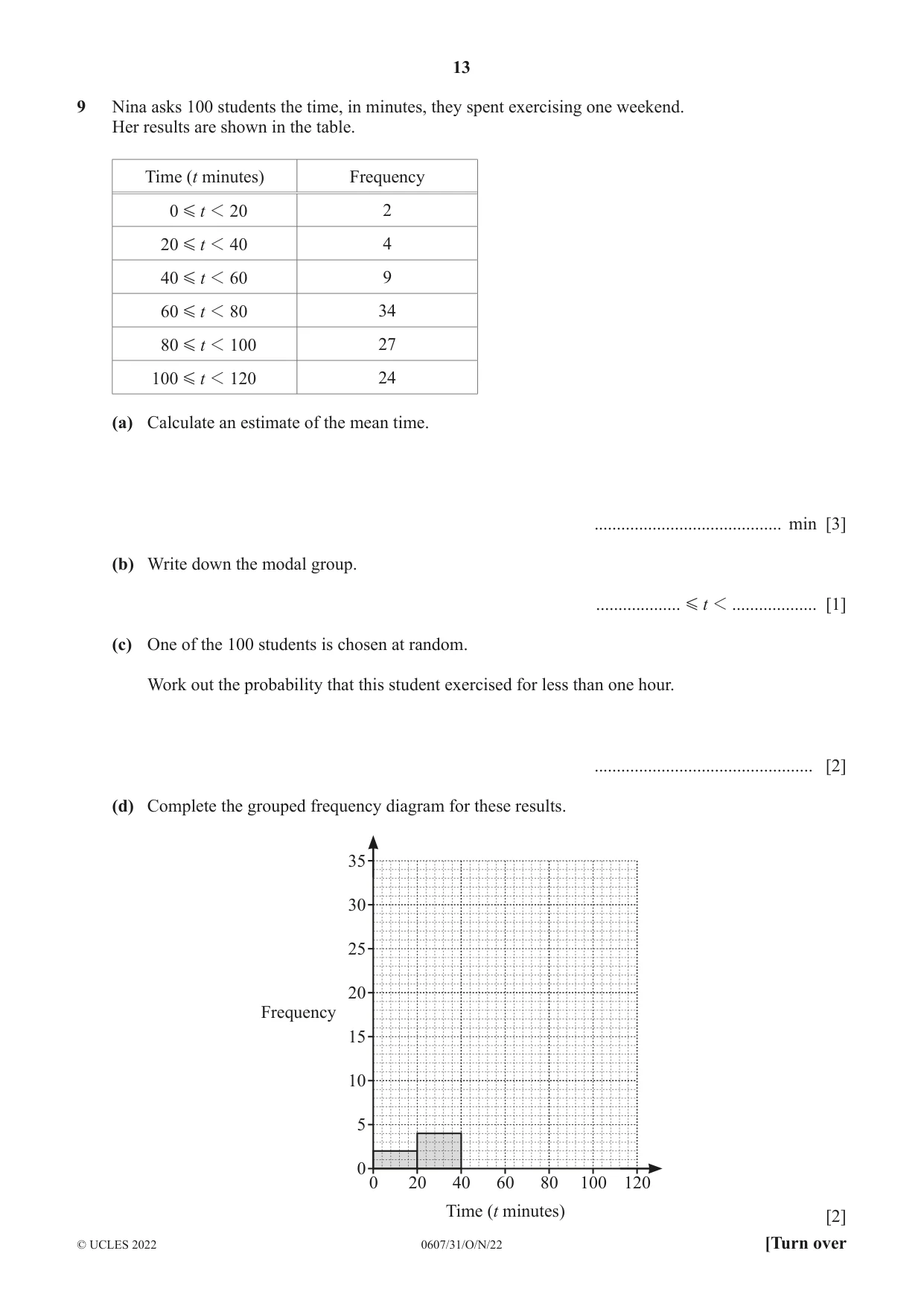 Cambridge IGCSE Mathematics - International 0607 2022 Oct/Nov Paper 3 · Variant 1 question paper, page 13 of 16