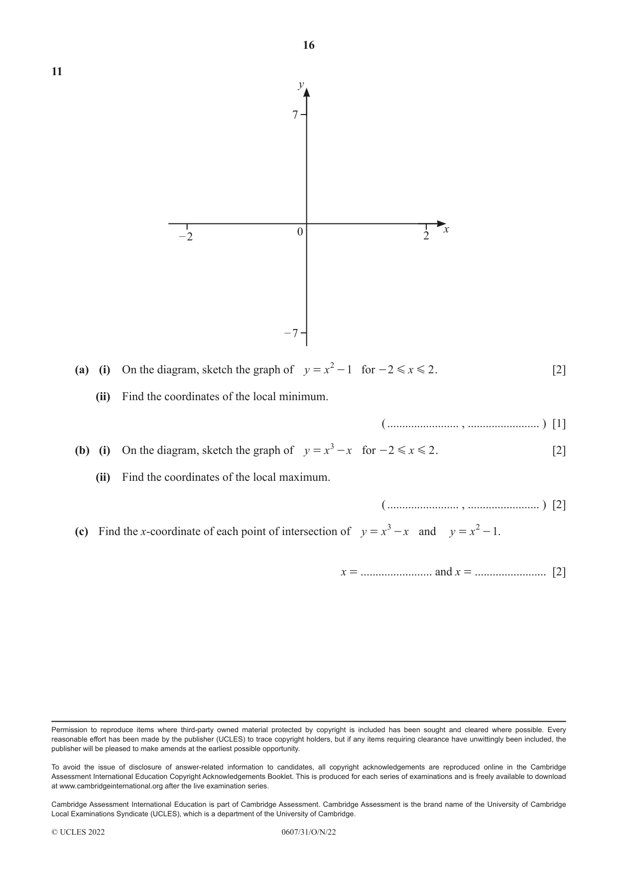 Cambridge IGCSE Mathematics - International 0607 2022 Oct/Nov Paper 3 · Variant 1 question paper, page 16 of 16