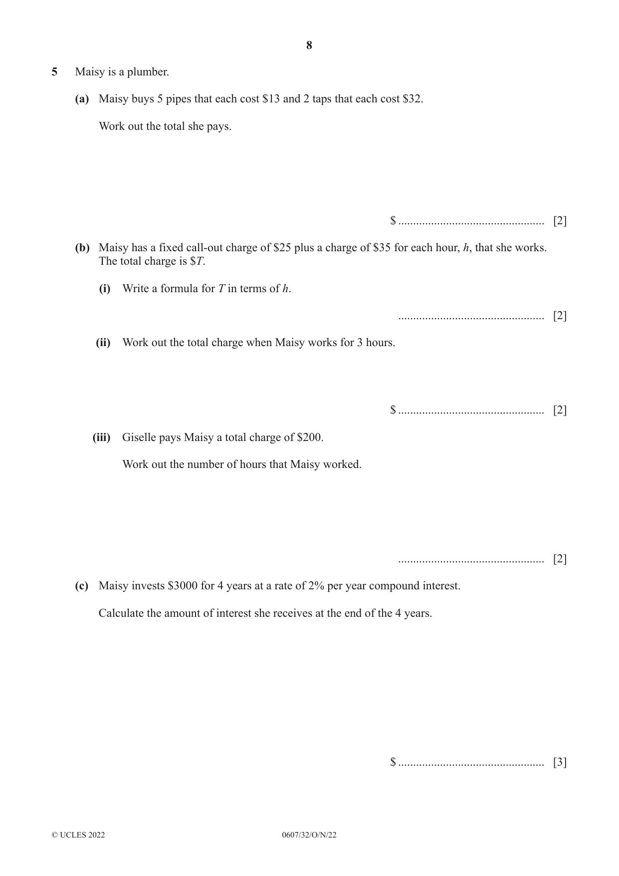 Cambridge IGCSE Mathematics - International 0607 2022 Oct/Nov Paper 3 · Variant 2 question paper, page 8 of 16