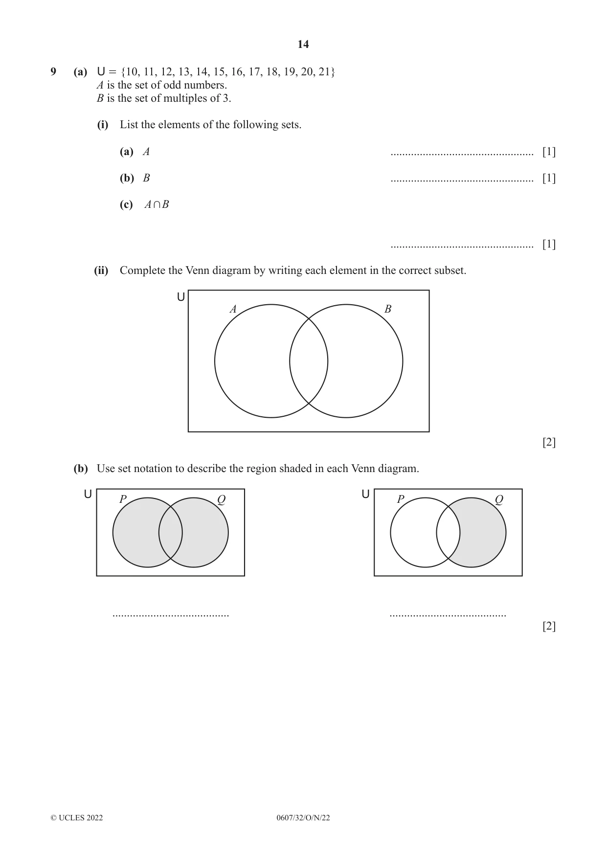 Cambridge IGCSE Mathematics - International 0607 2022 Oct/Nov Paper 3 · Variant 2 question paper, page 14 of 16