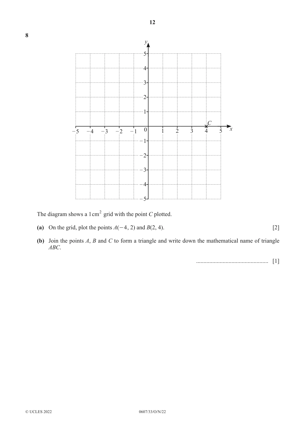Cambridge IGCSE Mathematics - International 0607 2022 Oct/Nov Paper 3 · Variant 3 question paper, page 12 of 16