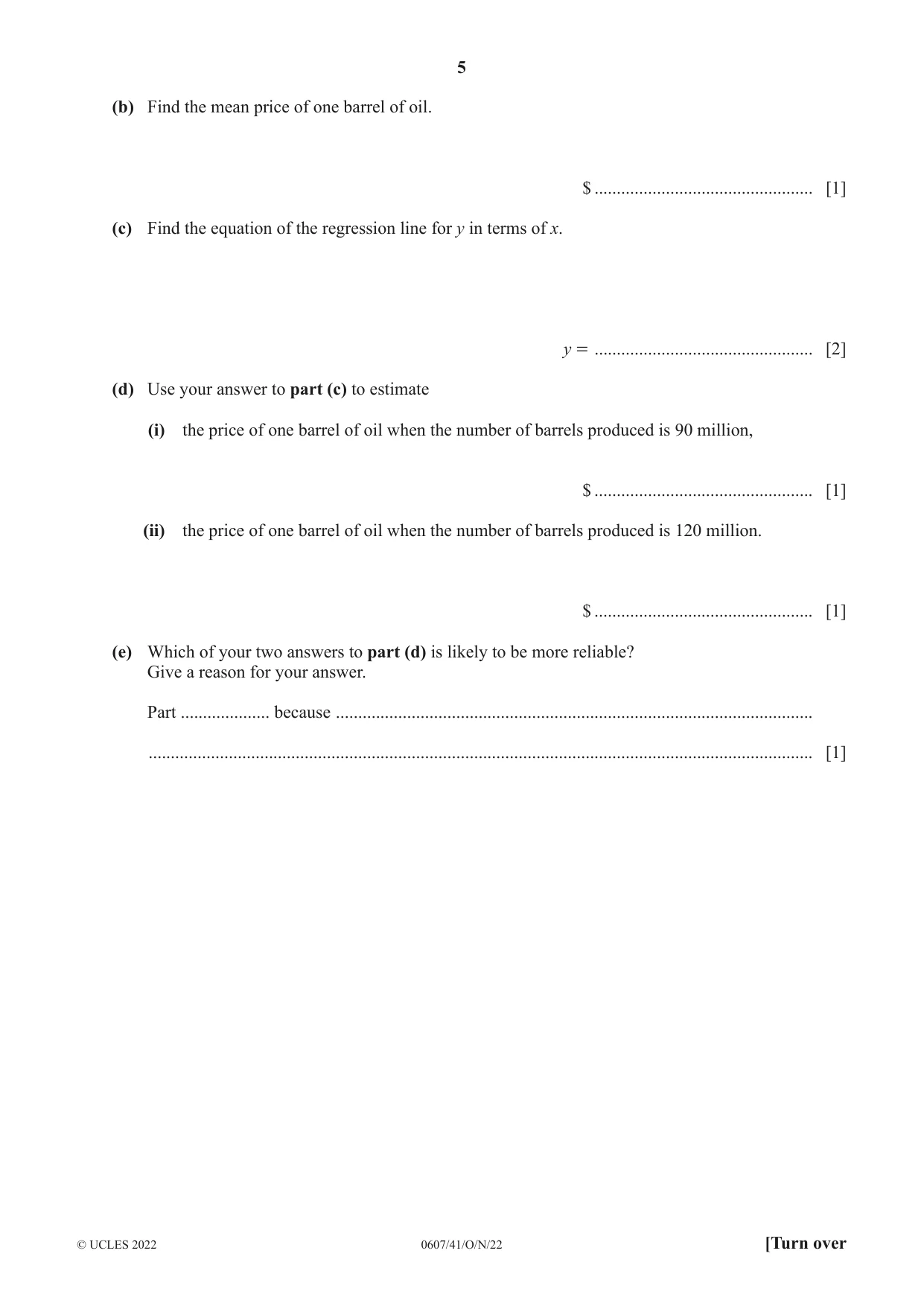 Cambridge IGCSE Mathematics - International 0607 2022 Oct/Nov Paper 4 · Variant 1 question paper, page 5 of 20