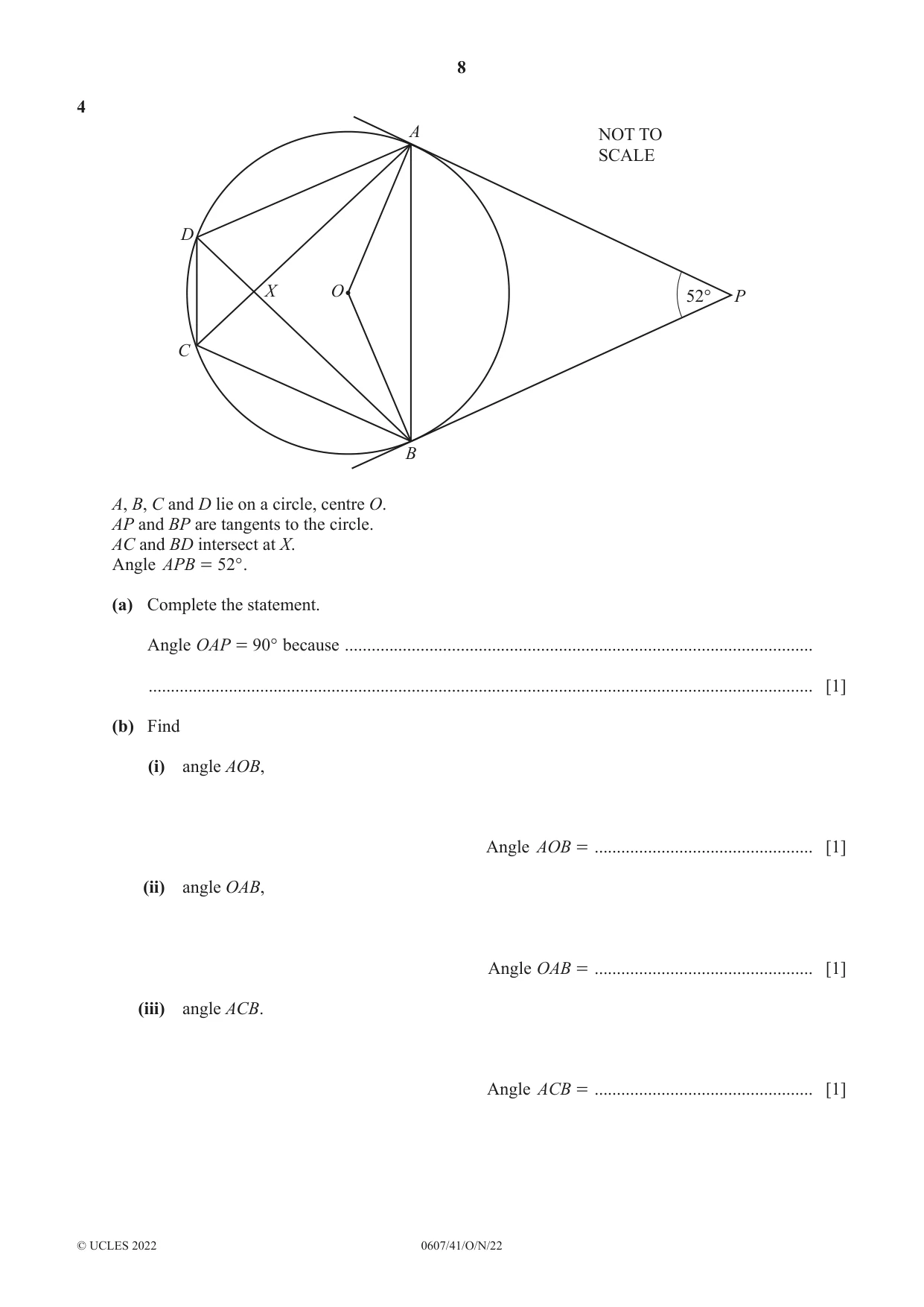 Cambridge IGCSE Mathematics - International 0607 2022 Oct/Nov Paper 4 · Variant 1 question paper, page 8 of 20