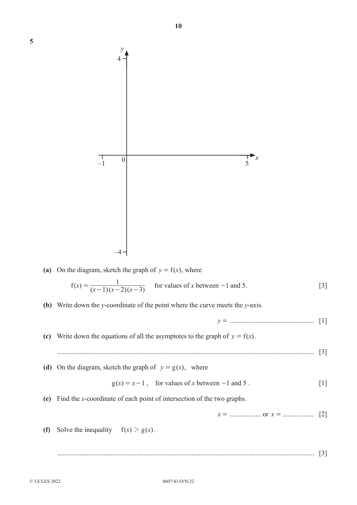 Cambridge IGCSE Mathematics - International 0607 2022 Oct/Nov Paper 4 · Variant 1 question paper, page 10 of 20
