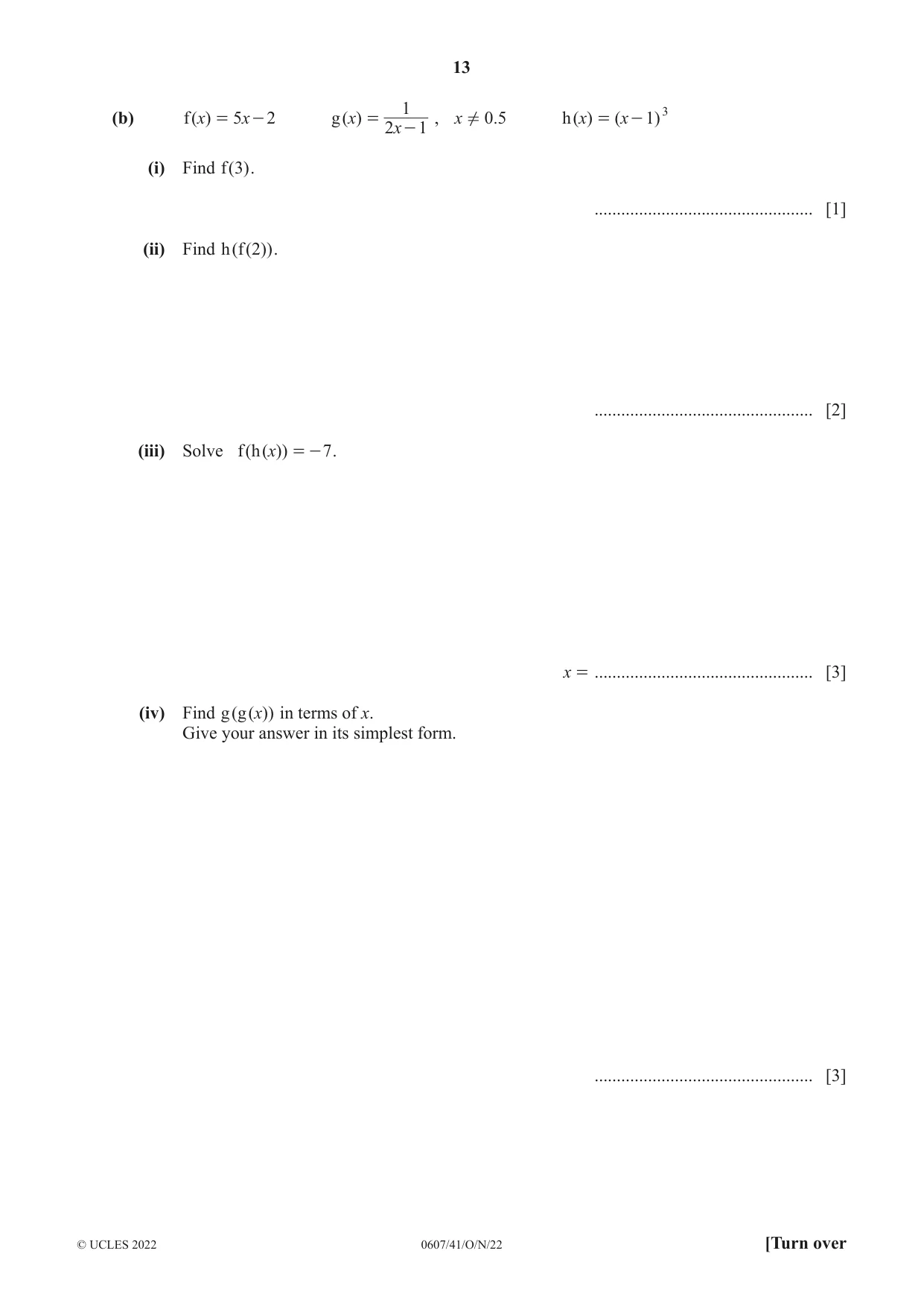 Cambridge IGCSE Mathematics - International 0607 2022 Oct/Nov Paper 4 · Variant 1 question paper, page 13 of 20