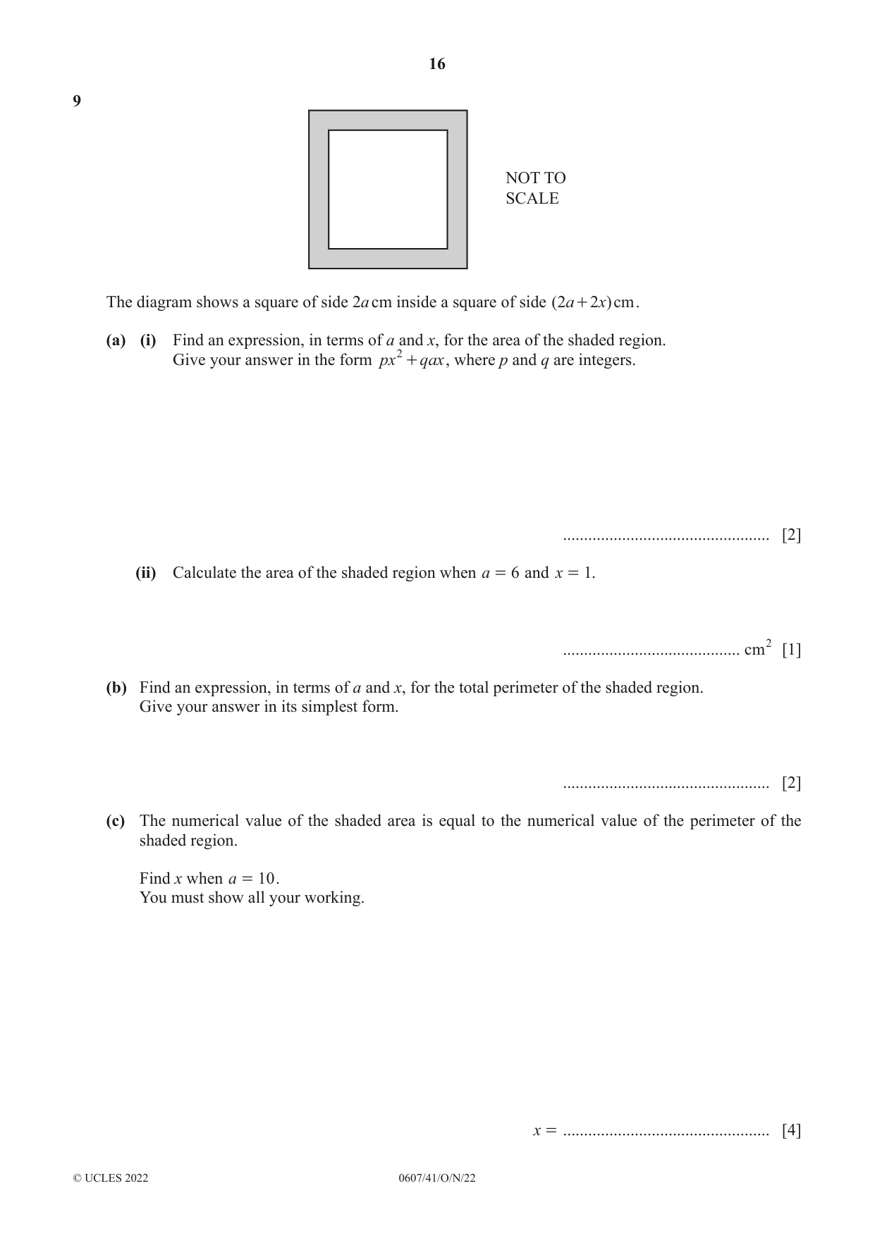 Cambridge IGCSE Mathematics - International 0607 2022 Oct/Nov Paper 4 · Variant 1 question paper, page 16 of 20