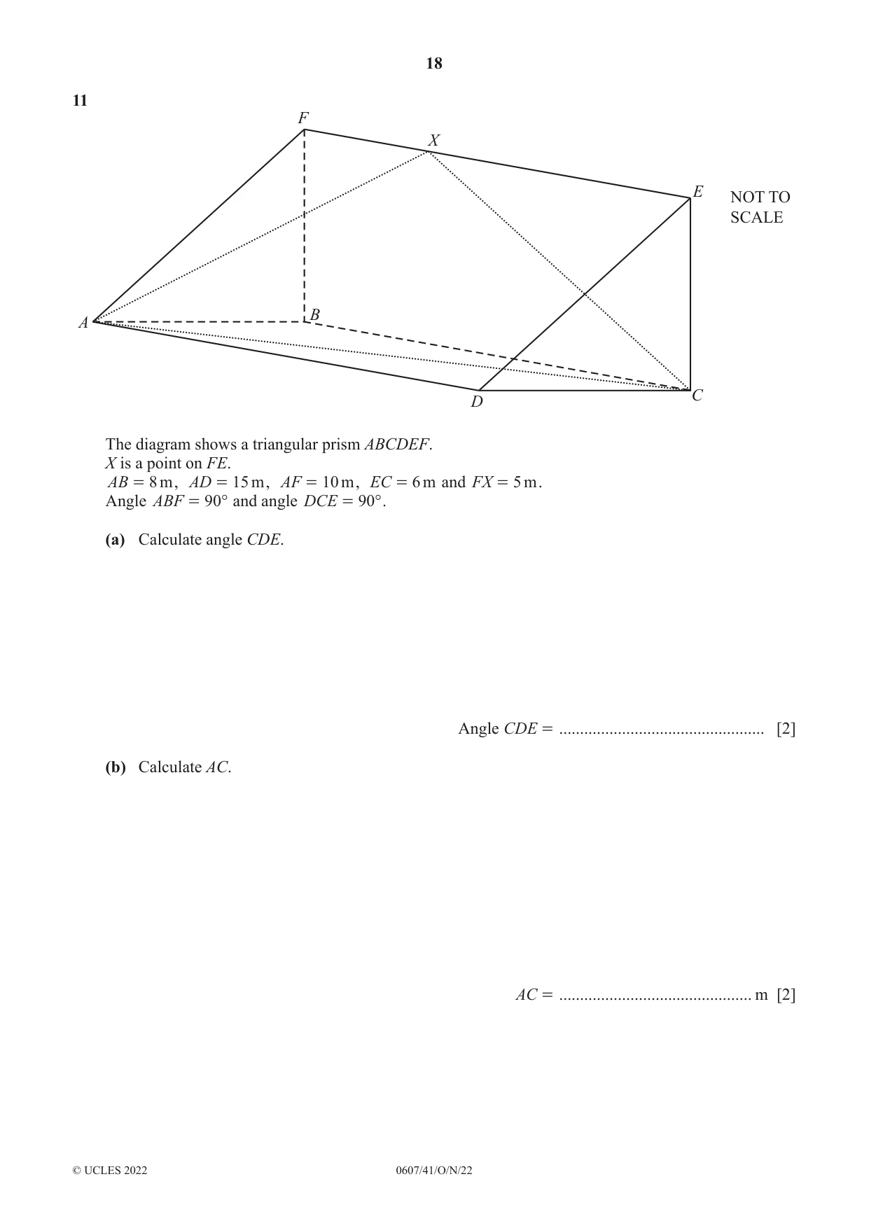 Cambridge IGCSE Mathematics - International 0607 2022 Oct/Nov Paper 4 · Variant 1 question paper, page 18 of 20