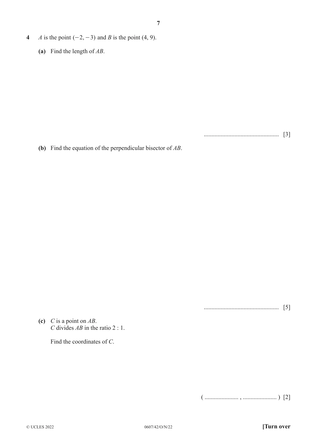 Cambridge IGCSE Mathematics - International 0607 2022 Oct/Nov Paper 4 · Variant 2 question paper, page 7 of 20