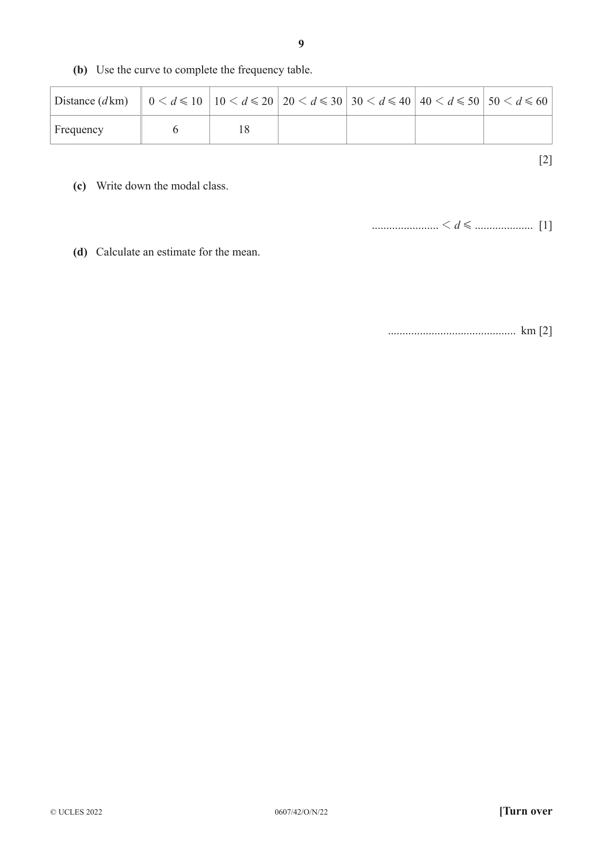 Cambridge IGCSE Mathematics - International 0607 2022 Oct/Nov Paper 4 · Variant 2 question paper, page 9 of 20