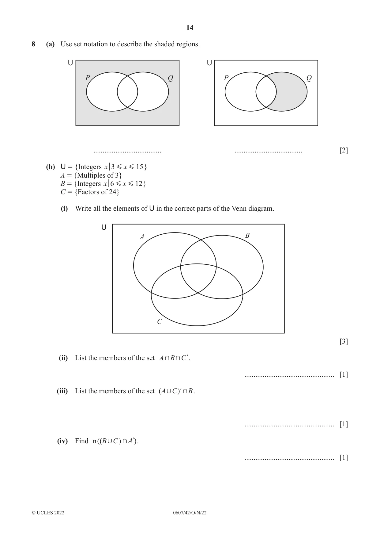 Cambridge IGCSE Mathematics - International 0607 2022 Oct/Nov Paper 4 · Variant 2 question paper, page 14 of 20