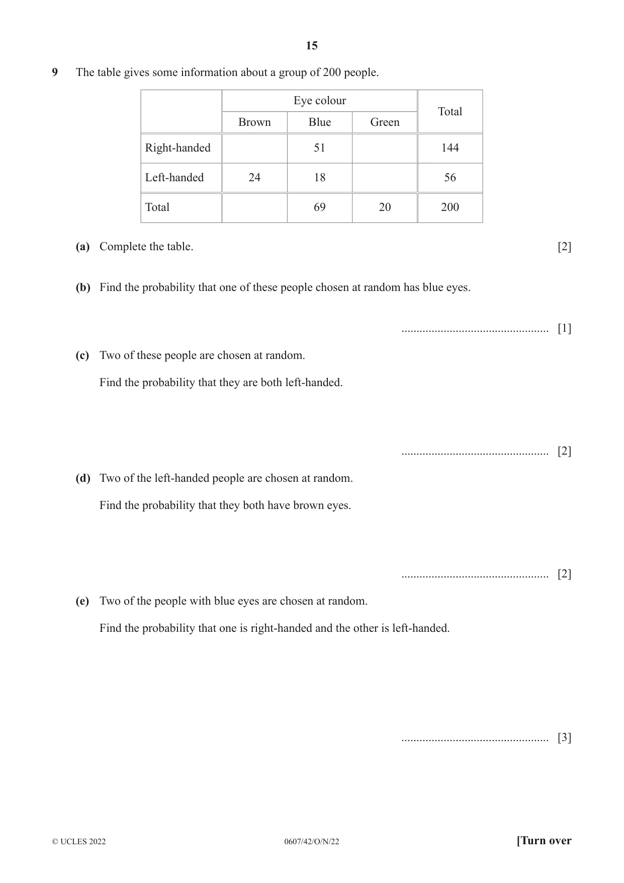 Cambridge IGCSE Mathematics - International 0607 2022 Oct/Nov Paper 4 · Variant 2 question paper, page 15 of 20
