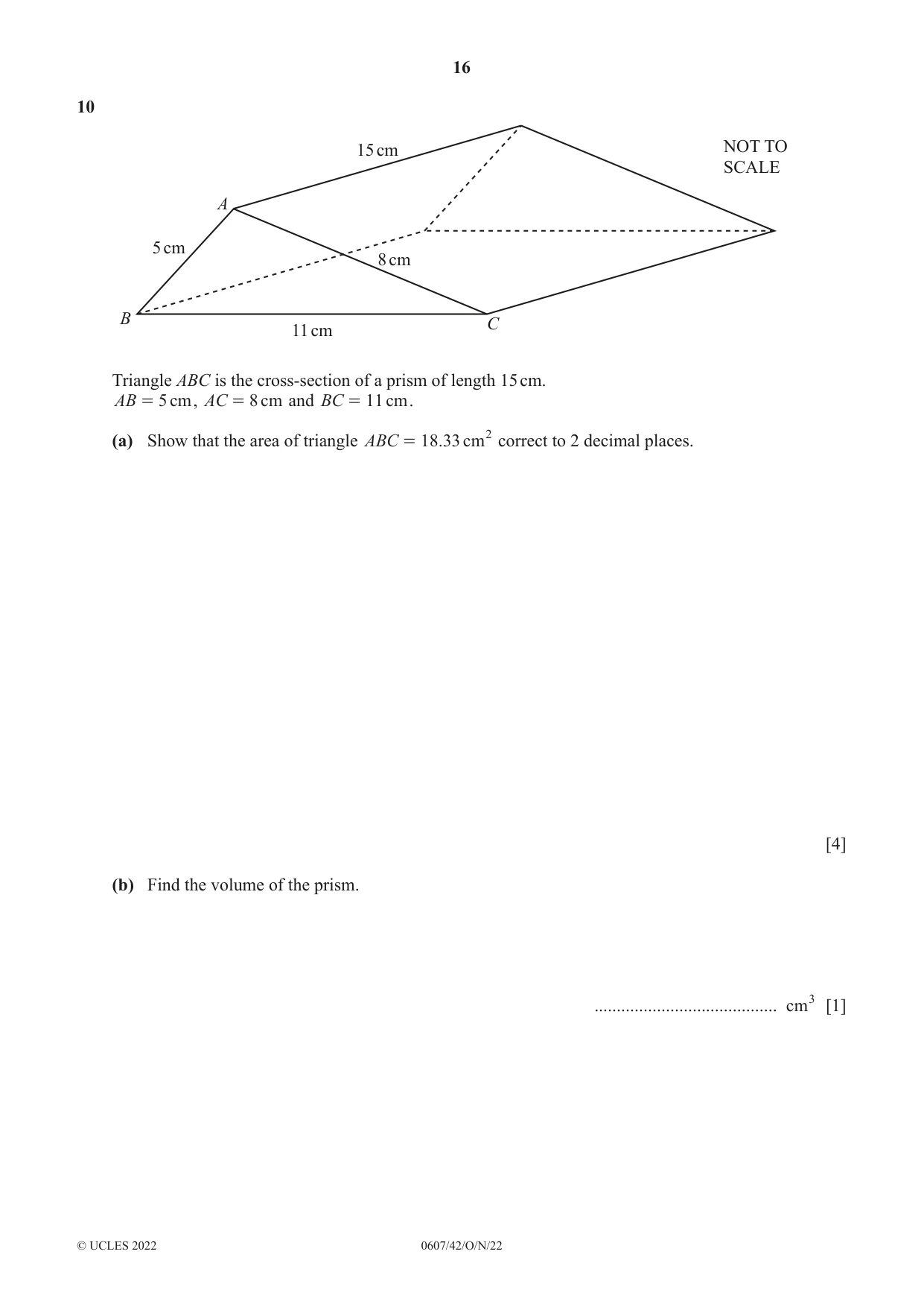 Cambridge IGCSE Mathematics - International 0607 2022 Oct/Nov Paper 4 · Variant 2 question paper, page 16 of 20