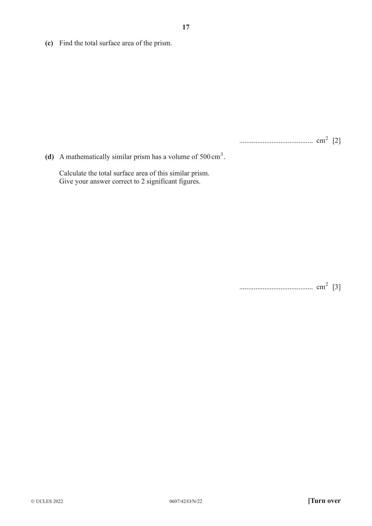 Cambridge IGCSE Mathematics - International 0607 2022 Oct/Nov Paper 4 · Variant 2 question paper, page 17 of 20
