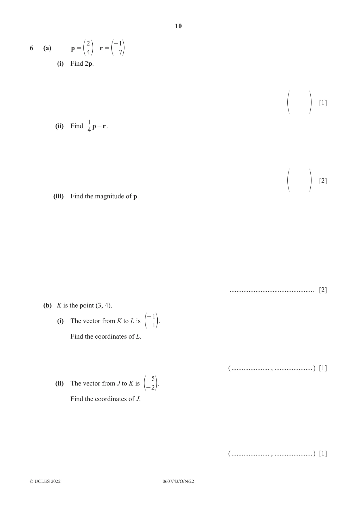 Cambridge IGCSE Mathematics - International 0607 2022 Oct/Nov Paper 4 · Variant 3 question paper, page 10 of 20