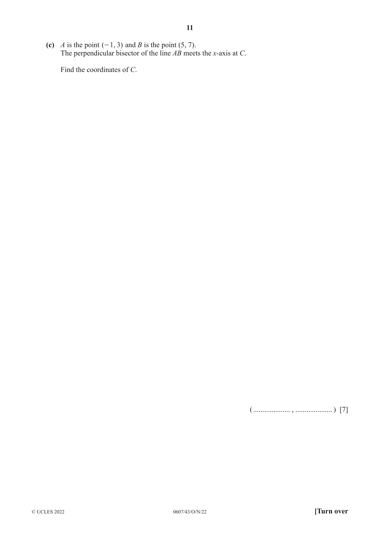 Cambridge IGCSE Mathematics - International 0607 2022 Oct/Nov Paper 4 · Variant 3 question paper, page 11 of 20