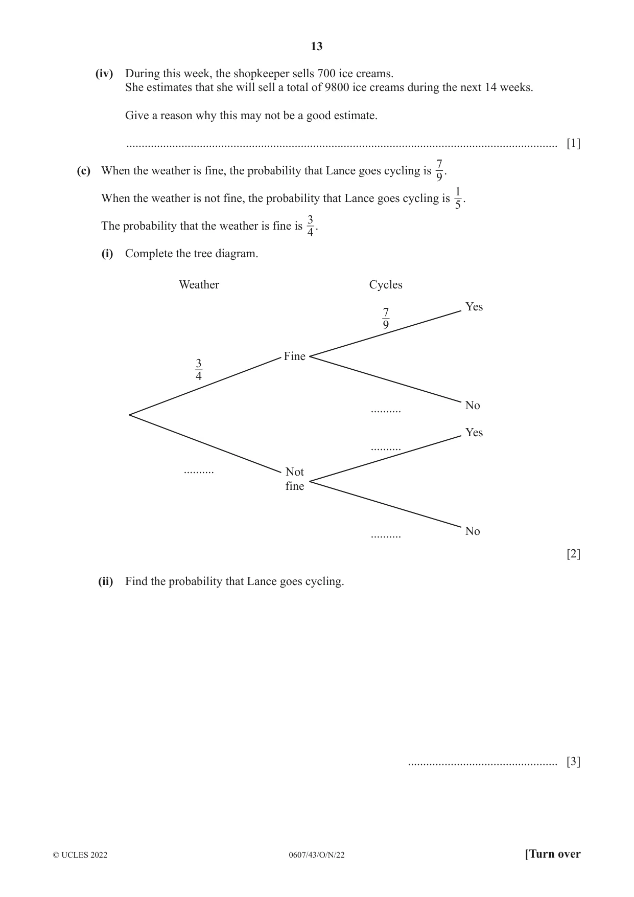 Cambridge IGCSE Mathematics - International 0607 2022 Oct/Nov Paper 4 · Variant 3 question paper, page 13 of 20