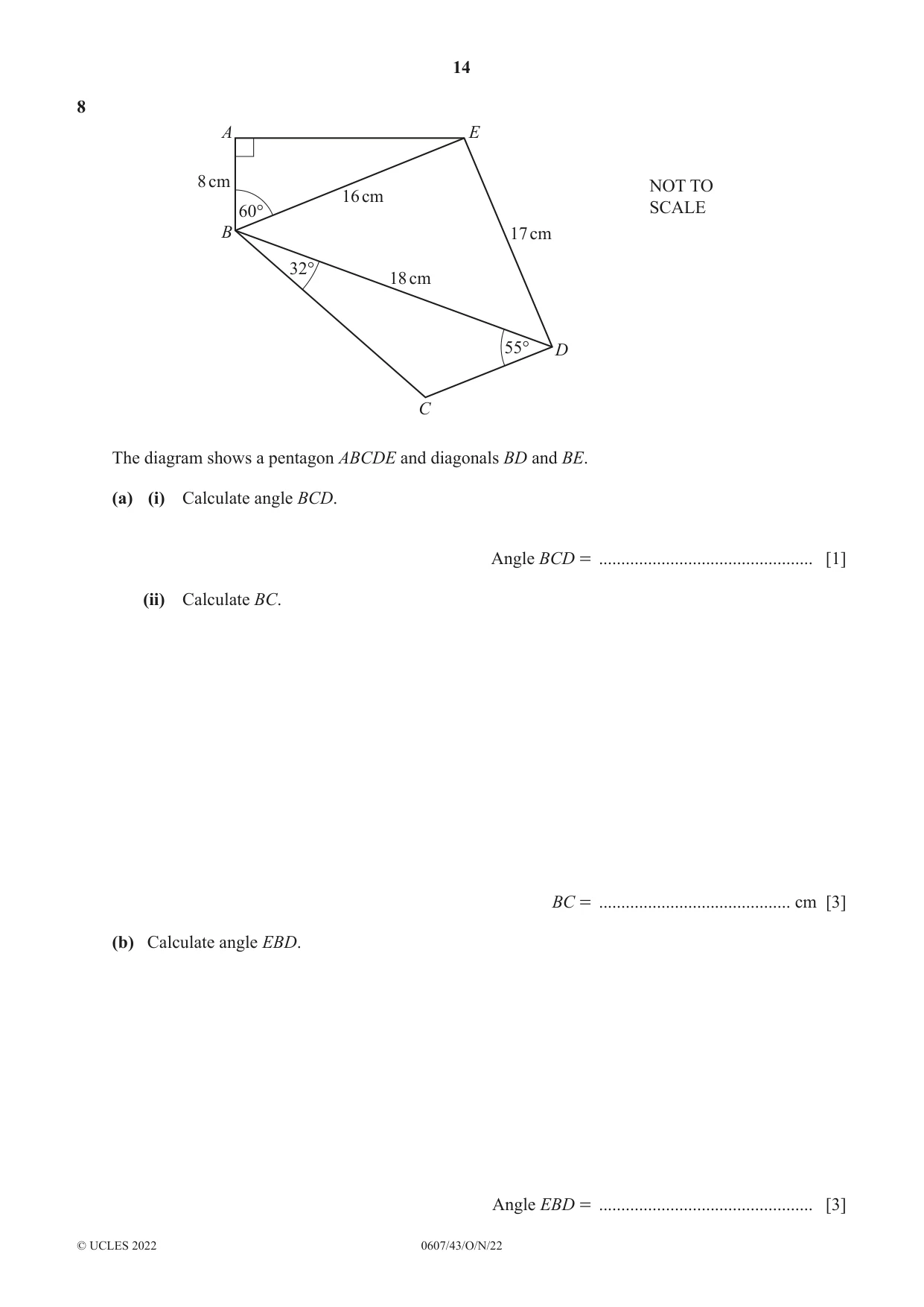 Cambridge IGCSE Mathematics - International 0607 2022 Oct/Nov Paper 4 · Variant 3 question paper, page 14 of 20