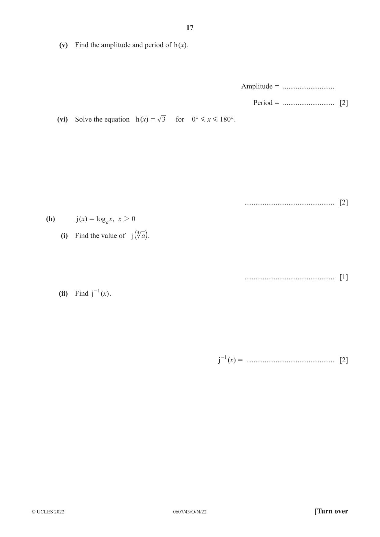 Cambridge IGCSE Mathematics - International 0607 2022 Oct/Nov Paper 4 · Variant 3 question paper, page 17 of 20