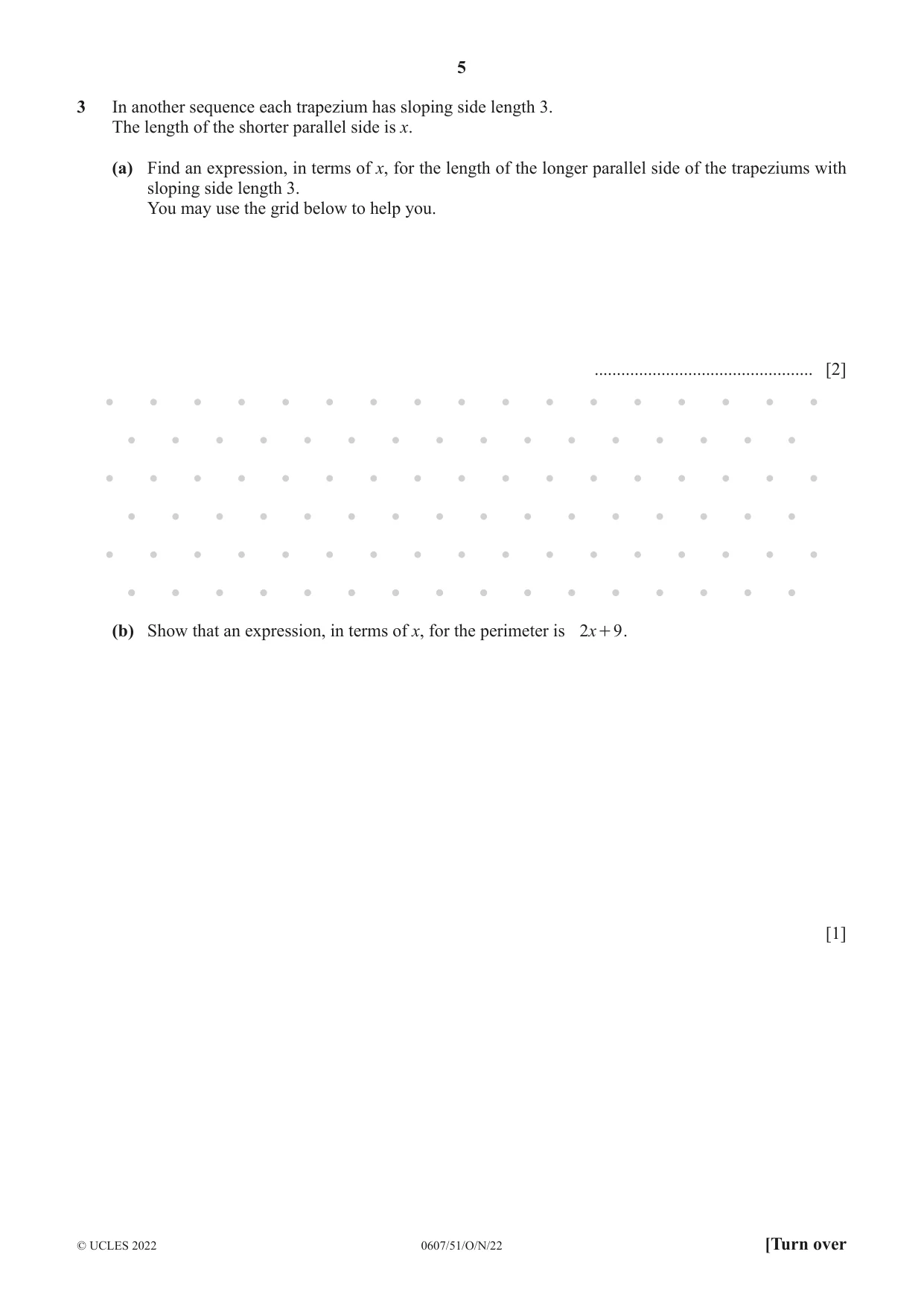 Cambridge IGCSE Mathematics - International 0607 2022 Oct/Nov Paper 5 · Variant 1 question paper, page 5 of 12