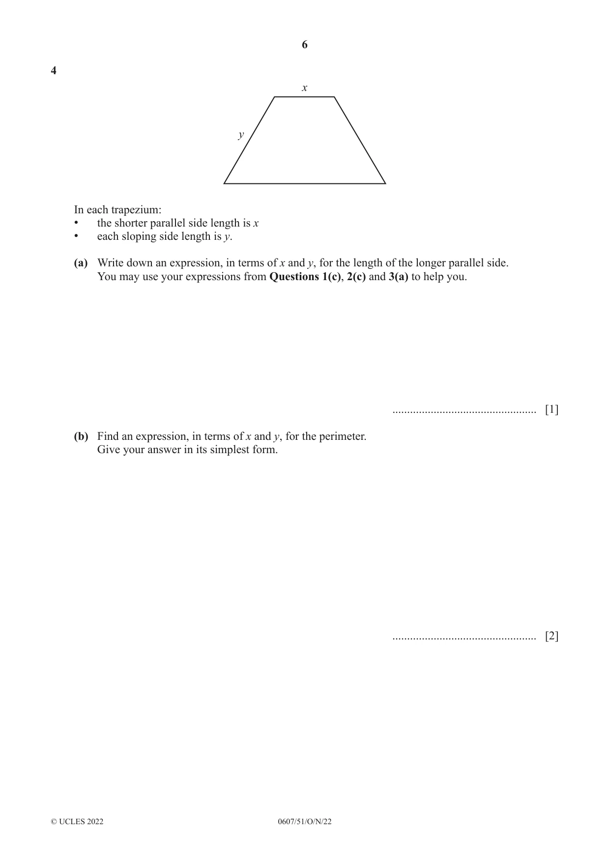 Cambridge IGCSE Mathematics - International 0607 2022 Oct/Nov Paper 5 · Variant 1 question paper, page 6 of 12