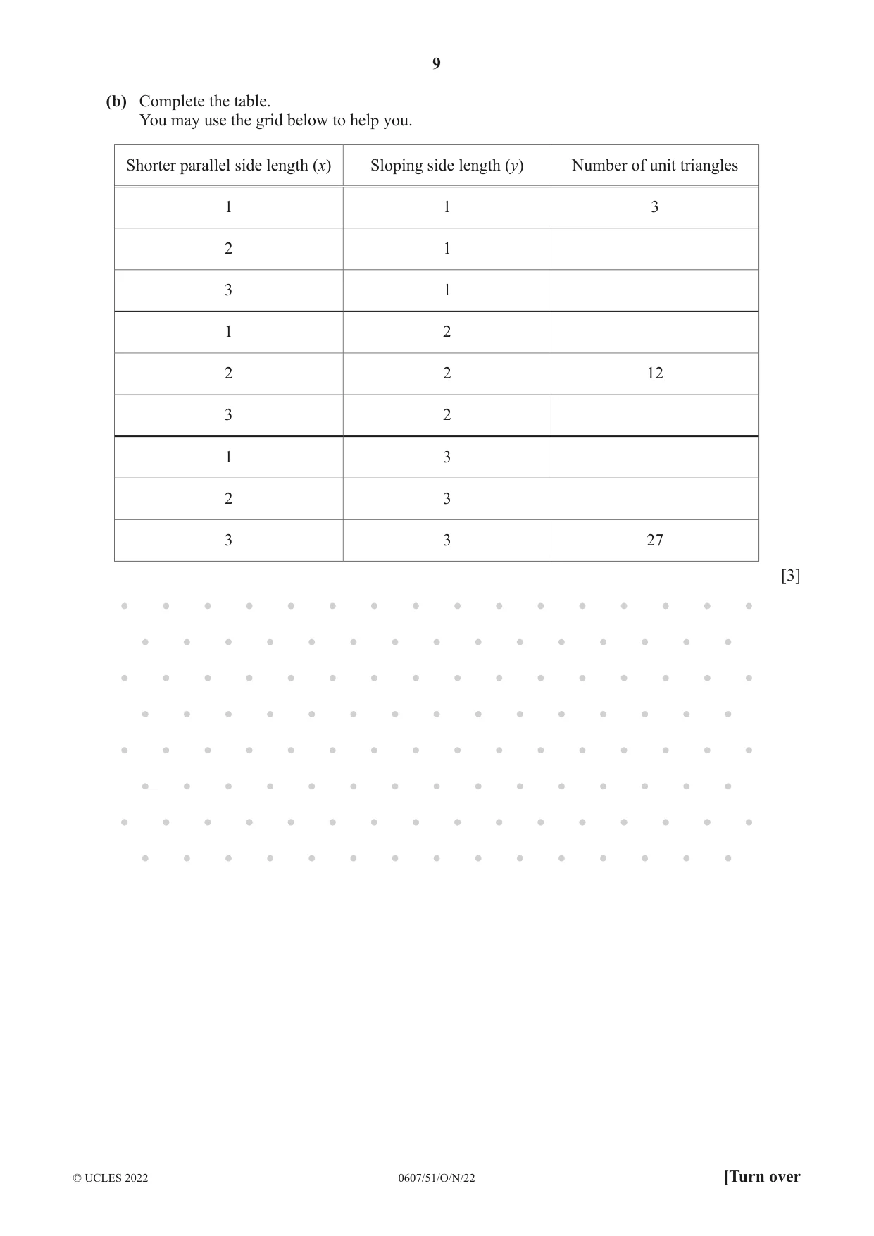 Cambridge IGCSE Mathematics - International 0607 2022 Oct/Nov Paper 5 · Variant 1 question paper, page 9 of 12
