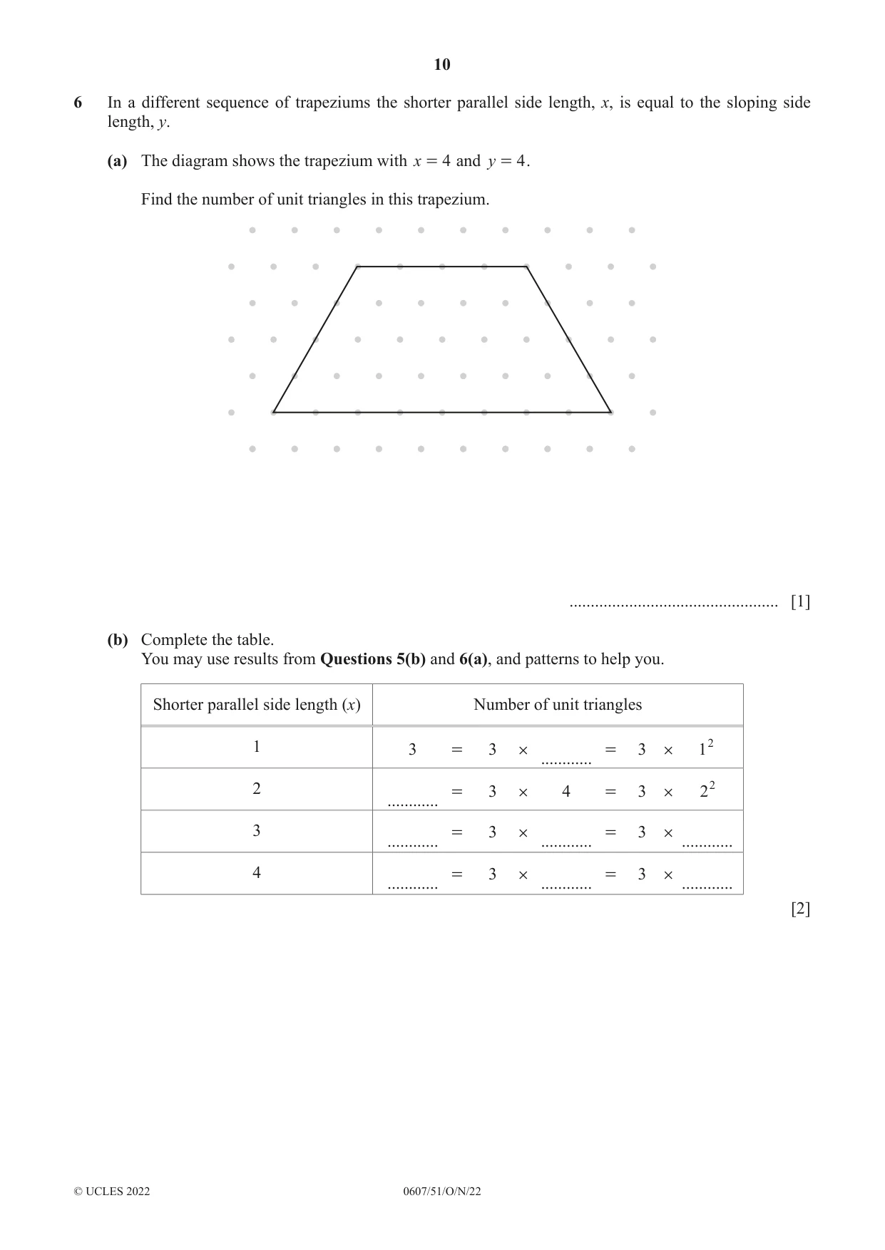 Cambridge IGCSE Mathematics - International 0607 2022 Oct/Nov Paper 5 · Variant 1 question paper, page 10 of 12