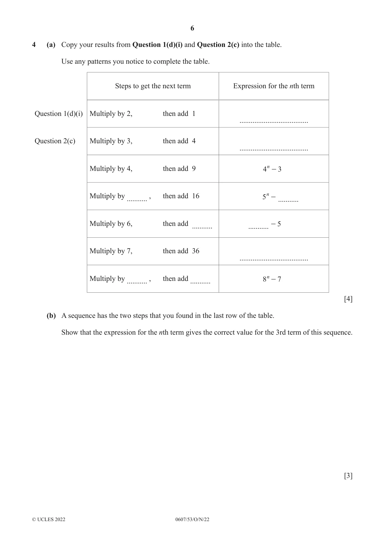Cambridge IGCSE Mathematics - International 0607 2022 Oct/Nov Paper 5 · Variant 3 question paper, page 6 of 8
