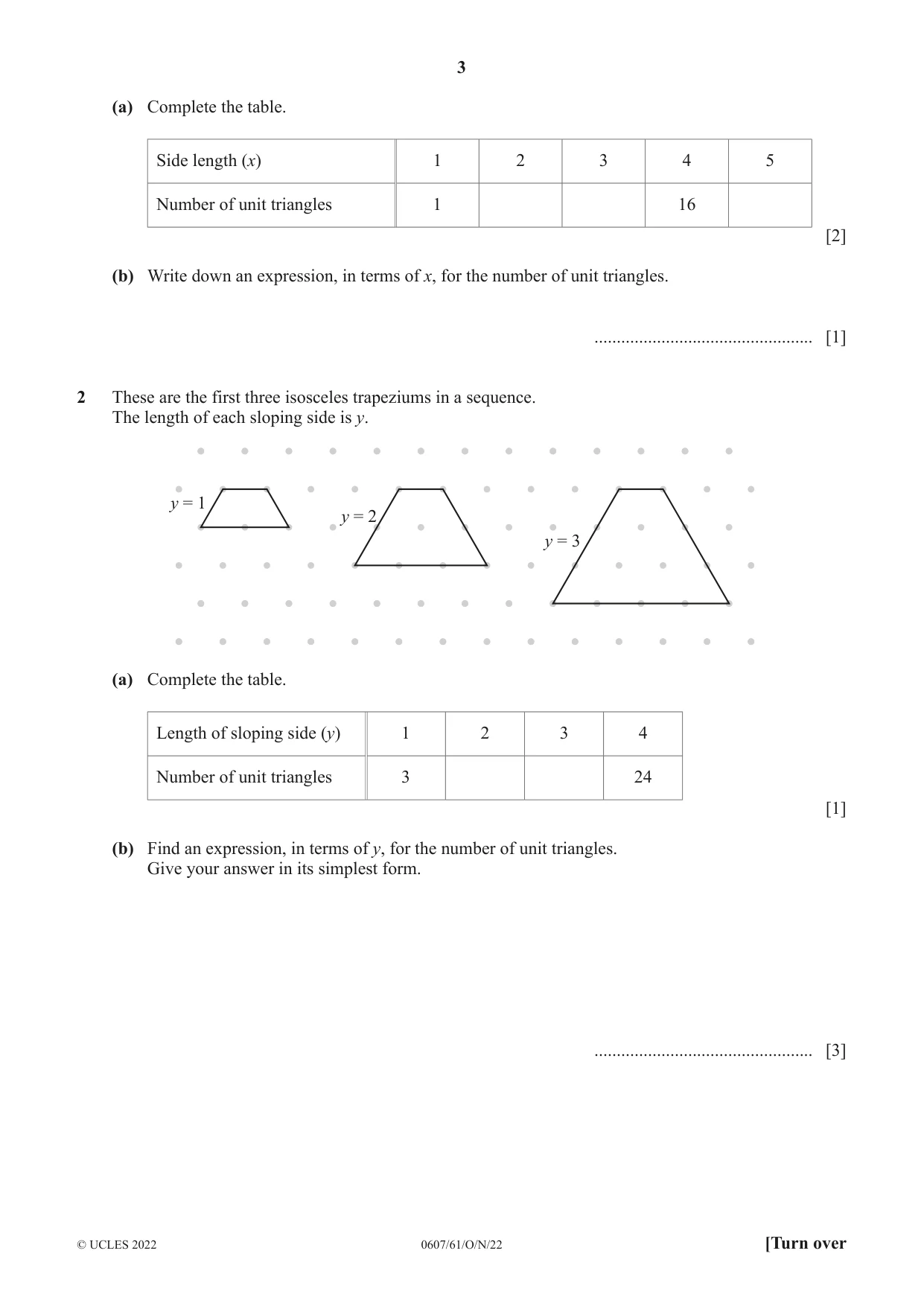 Cambridge IGCSE Mathematics - International 0607 2022 Oct/Nov Paper 6 · Variant 1 question paper, page 3 of 16