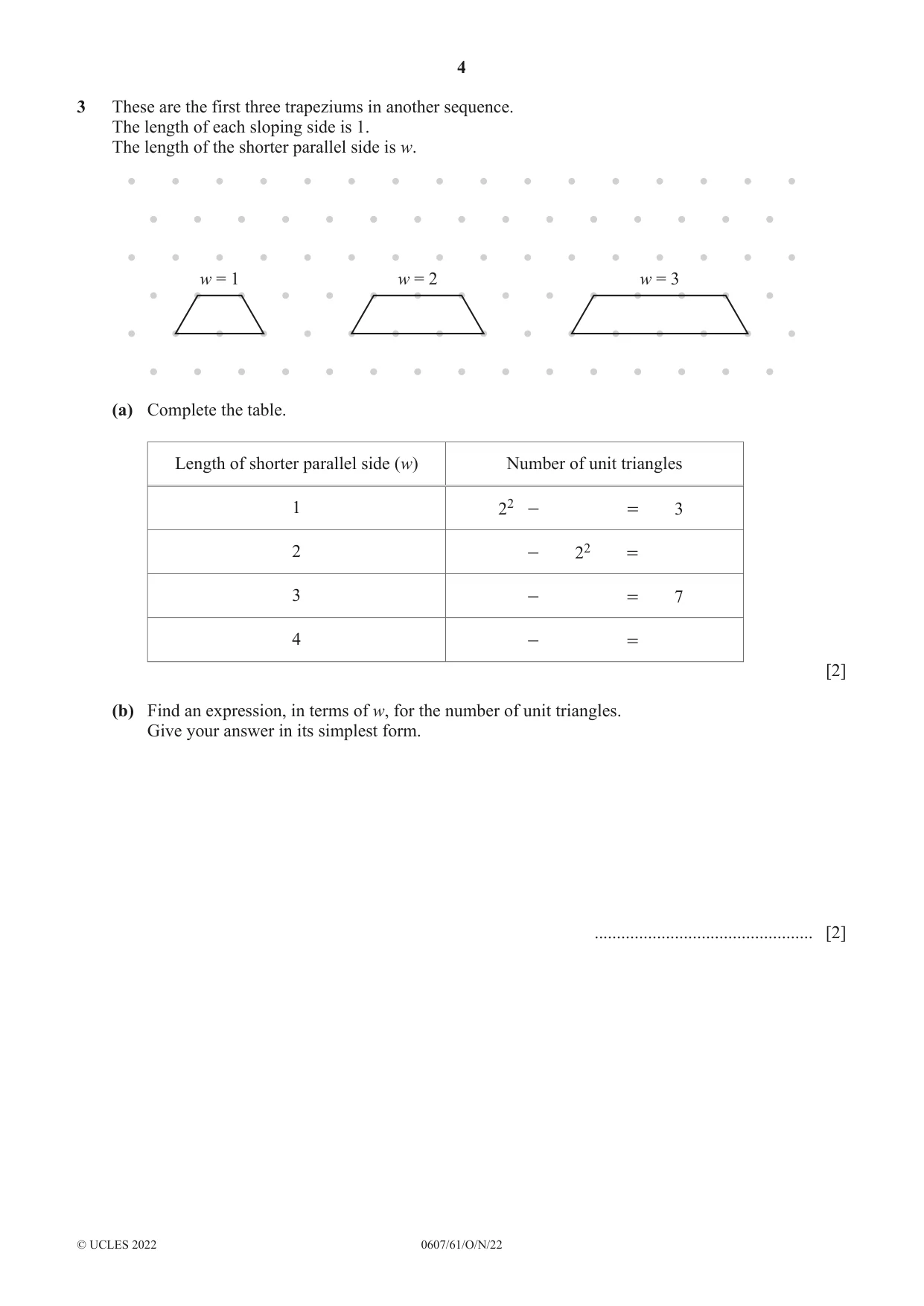 Cambridge IGCSE Mathematics - International 0607 2022 Oct/Nov Paper 6 · Variant 1 question paper, page 4 of 16