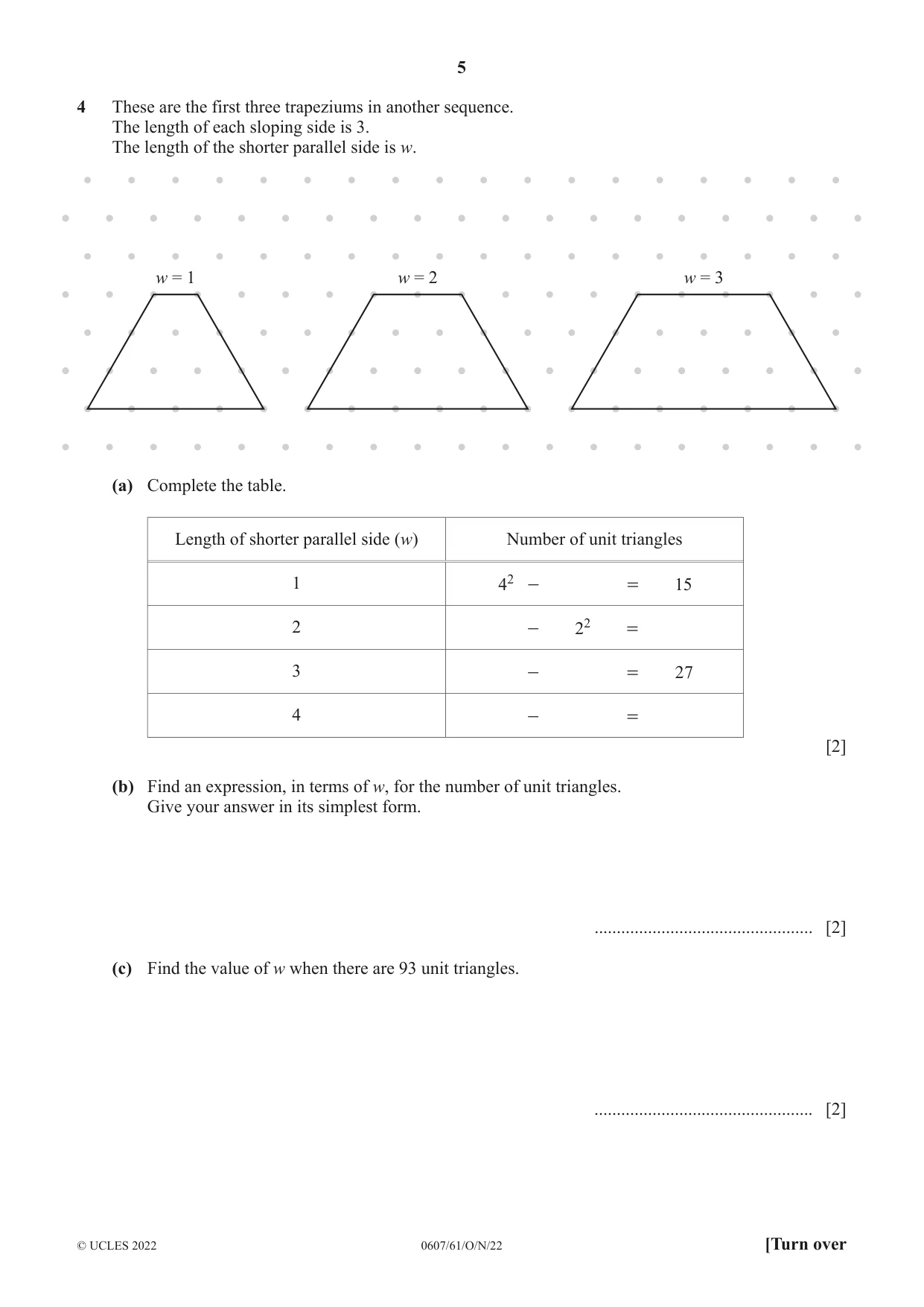 Cambridge IGCSE Mathematics - International 0607 2022 Oct/Nov Paper 6 · Variant 1 question paper, page 5 of 16